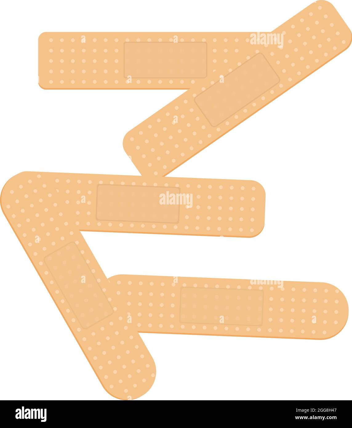 Six bandaids, illustration, vector on a white background Stock Vector