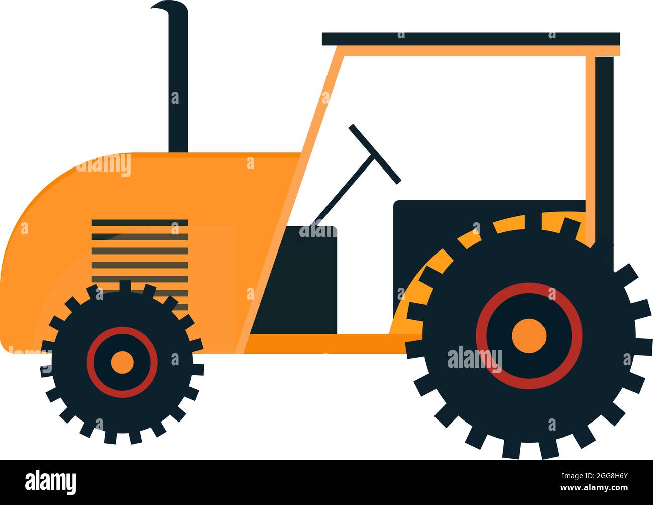 Yellow tractor, illustration, vector on a white background. Stock Vector