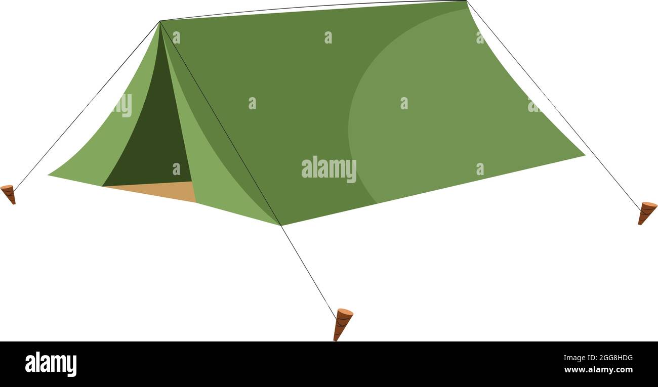 Big green tent, illustration, vector on a white background. Stock Vector