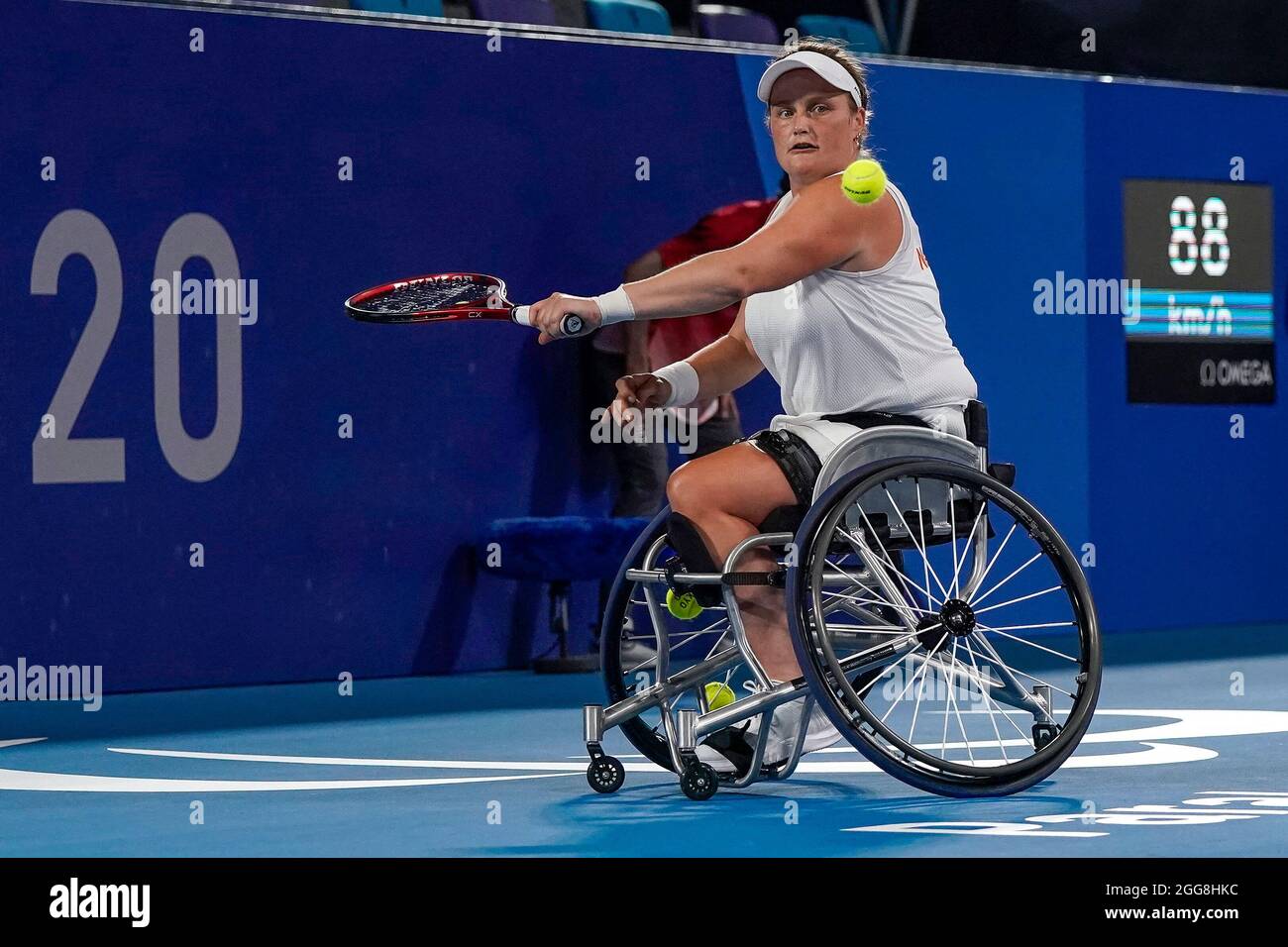 TOKYO, JAPAN - AUGUST 30: Aniek van Kooten of The Netherlands competing  against Emmanuelle Morch of France on Wheelchair Tennis Singles Second  Round during the Tokyo 2020 Paralympic Games at Ariake Tennis