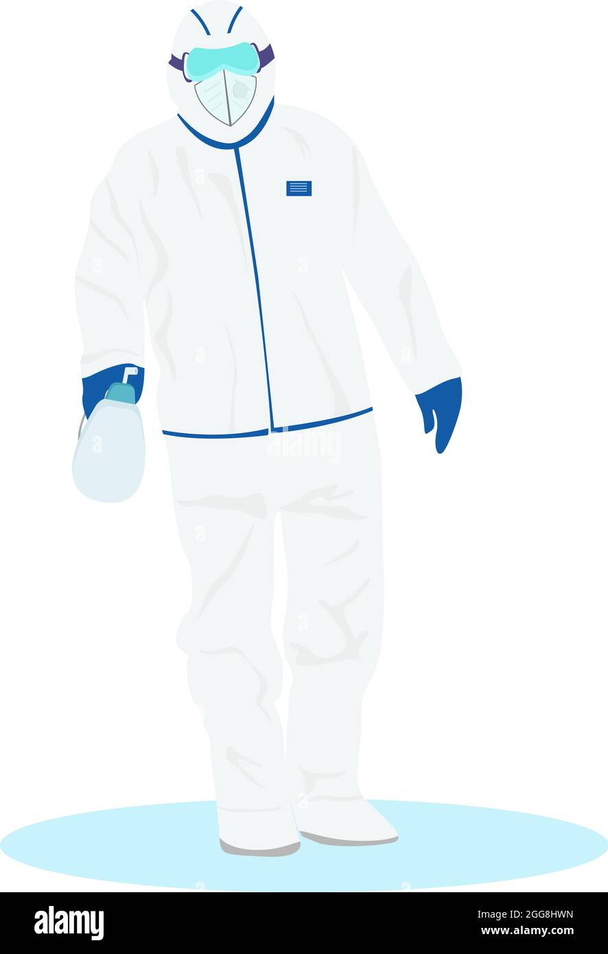 Protective white suit, illustration, vector on a white background Stock