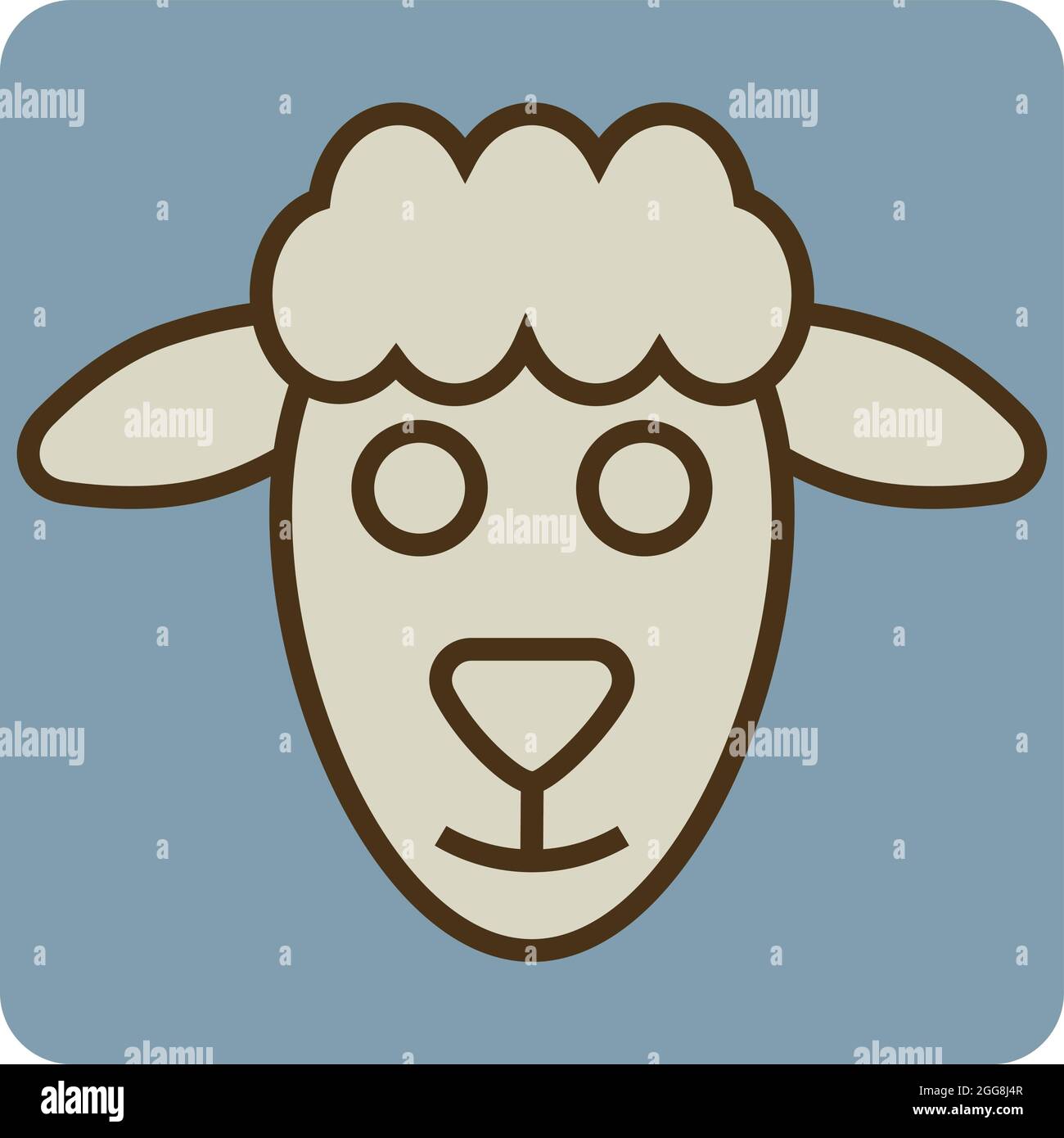 Brown lamb head, illustration, vector, on a white background. Stock Vector