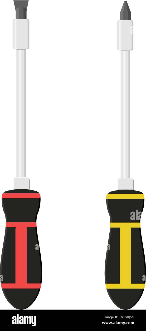 Two screwdrivers, illustration, vector on a white background. Stock Vector