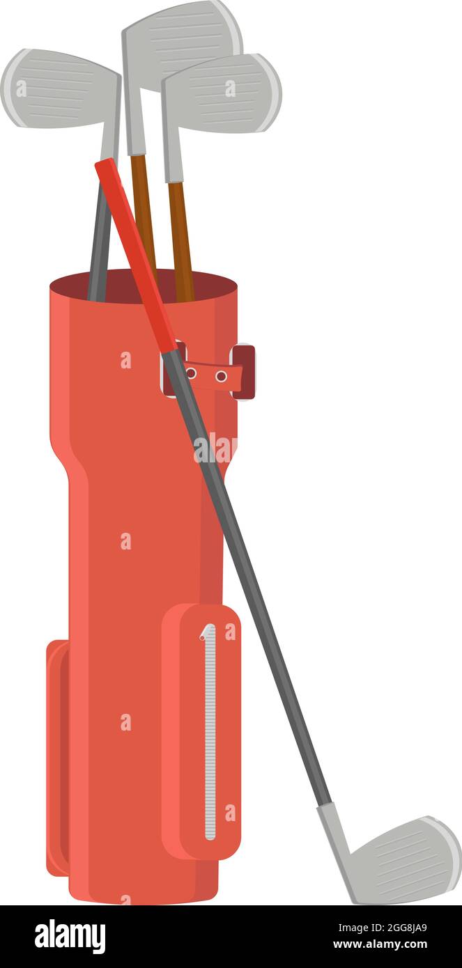 Red golf bag, illustration, vector on a white background. Stock Vector