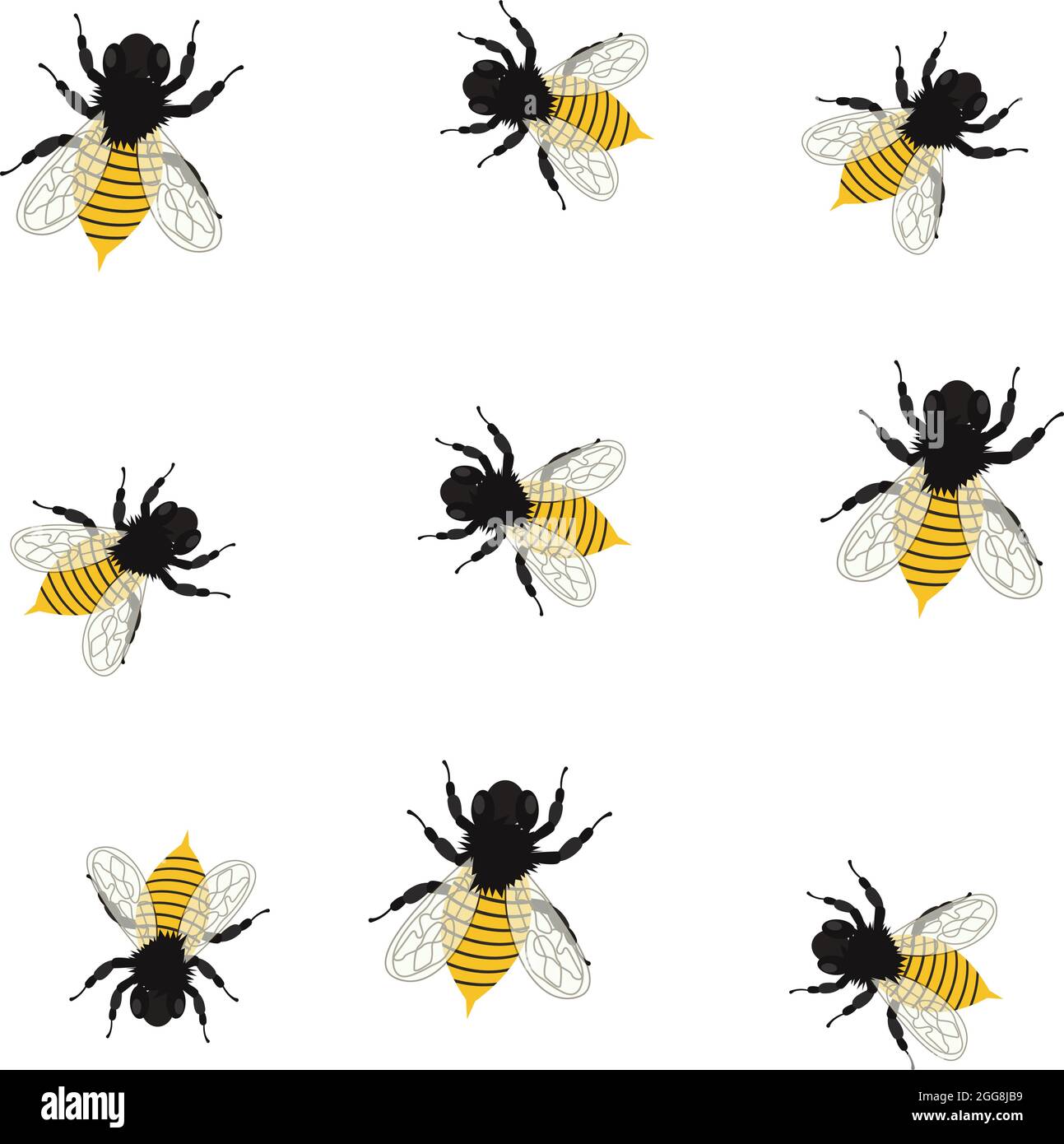 Yellow bees, illustration, vector on a white background. Stock Vector