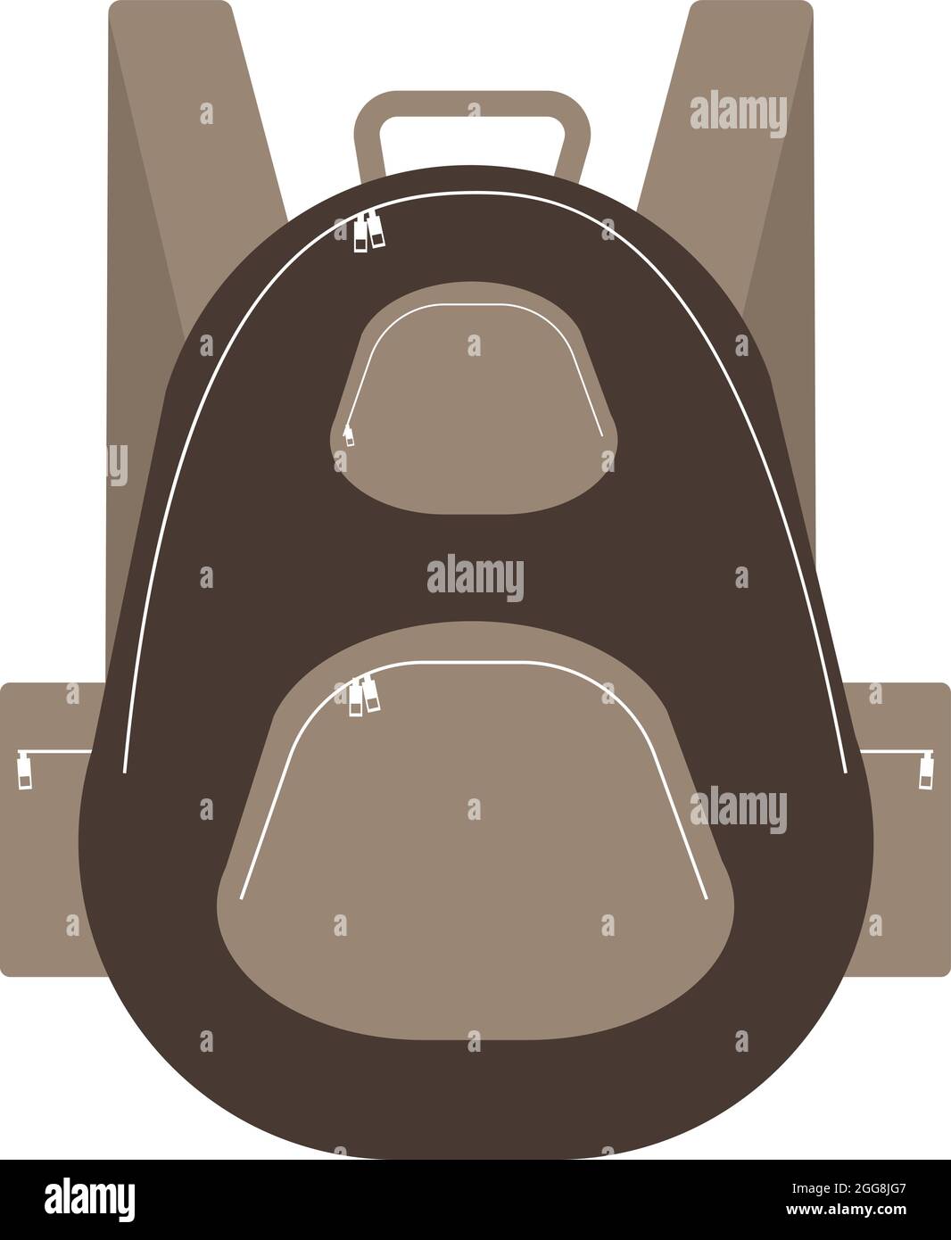 Brown school bag, illustration, vector on a white background. Stock Vector