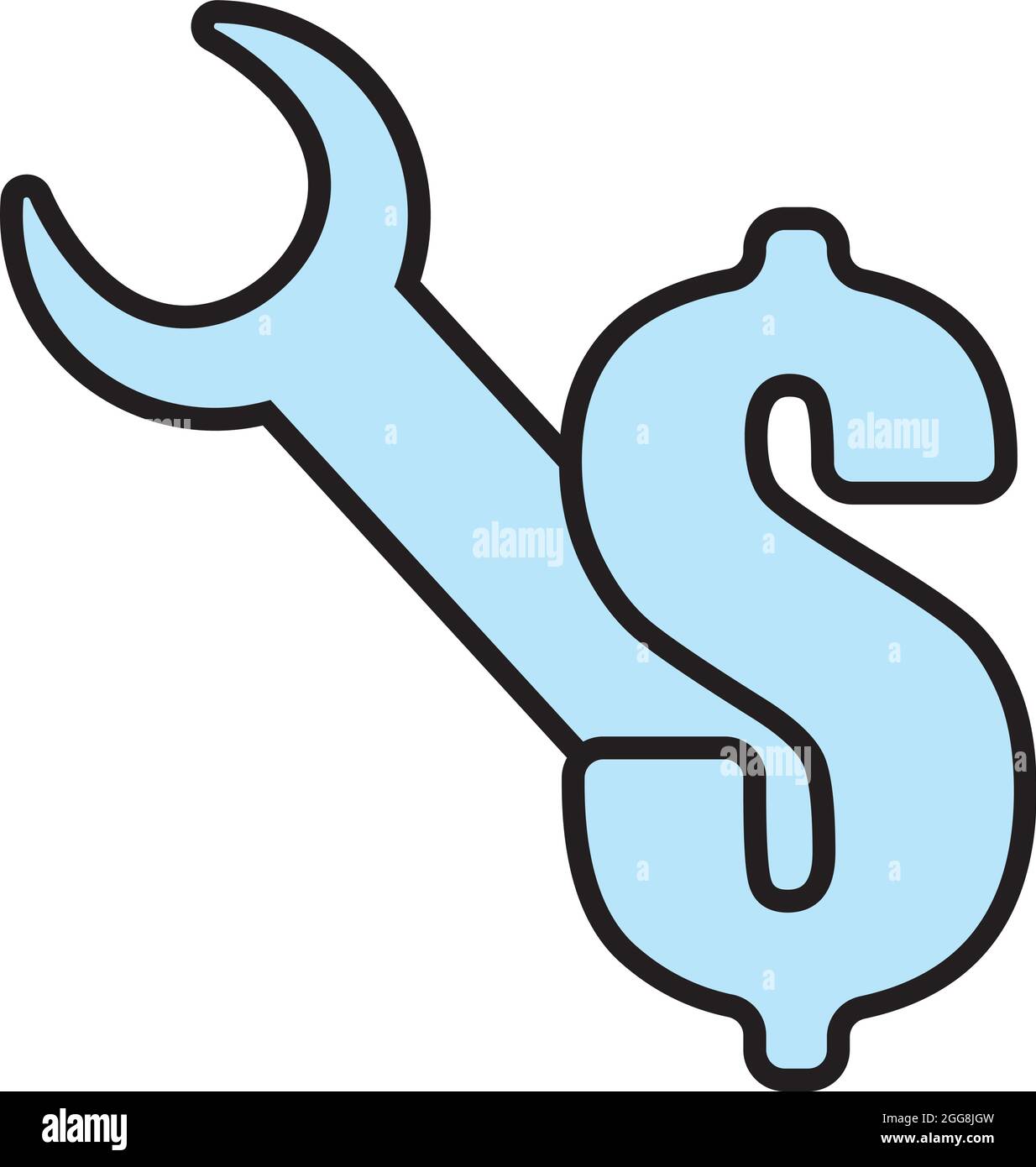 Fixing dollar worth, illustration, vector, on a white background. Stock Vector