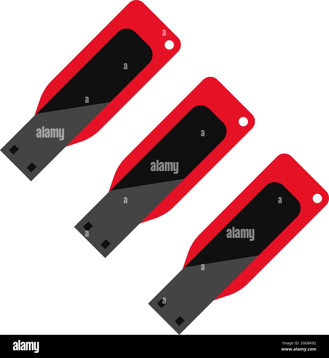 Red pendrives, illustration, vector on a white background. Stock Vector