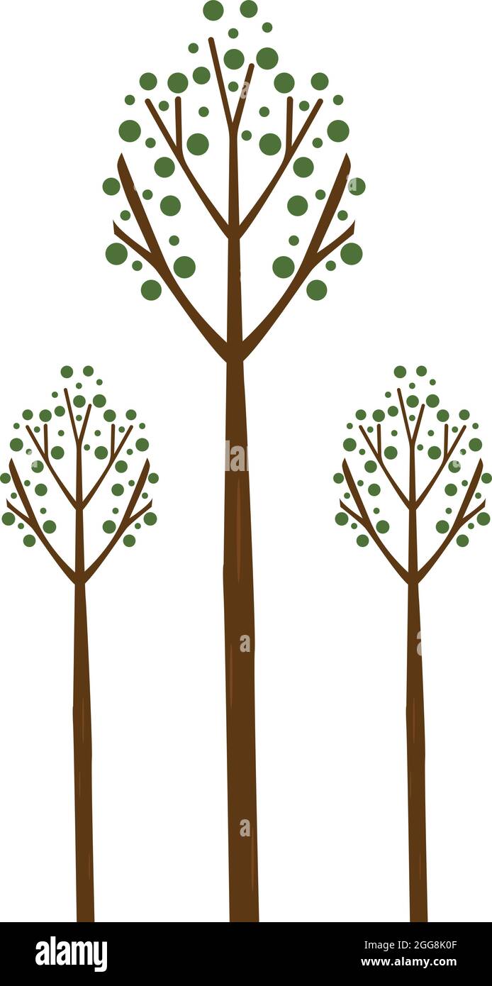 Young trees, illustration, vector on a white background. Stock Vector