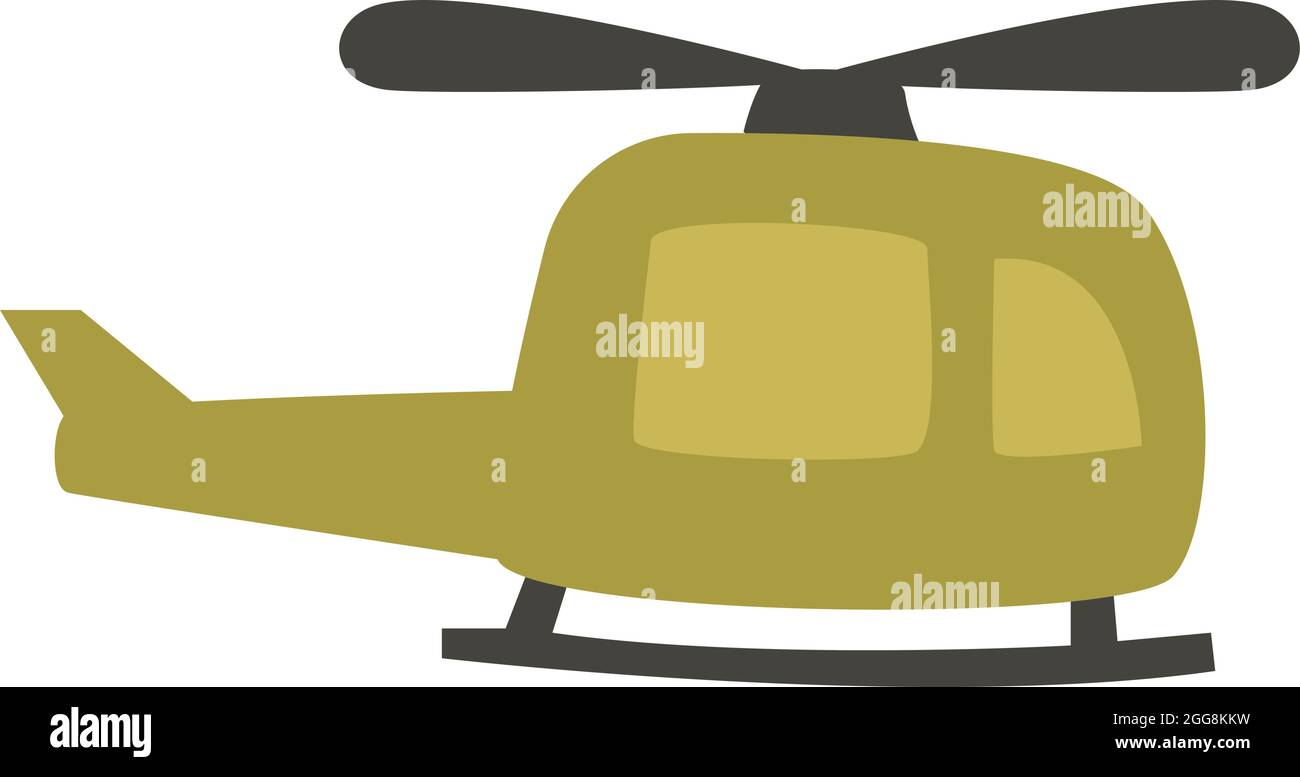 Green helicopter, illustration, vector, on a white background. Stock Vector