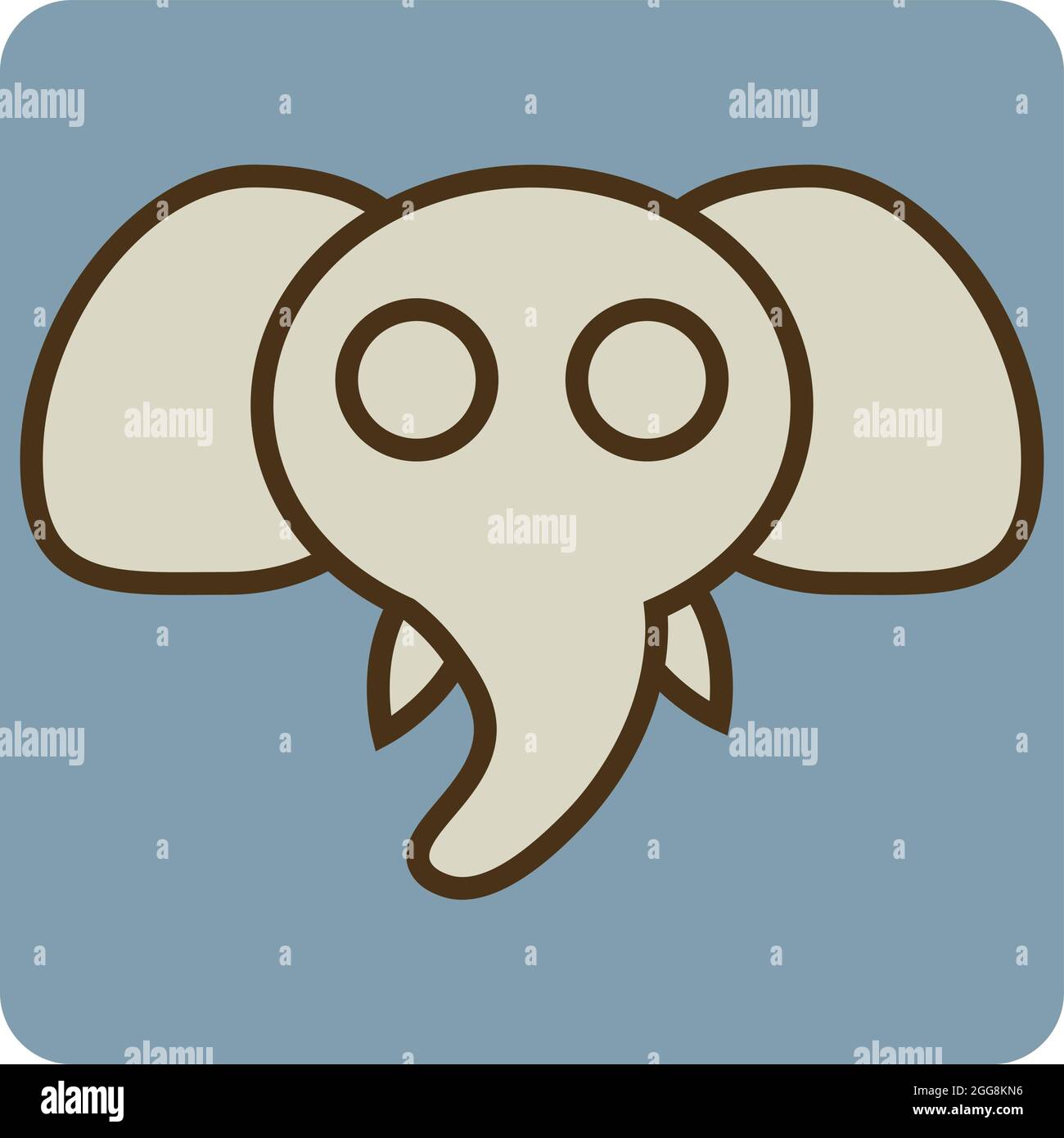 Brown elephant head, illustration, vector, on a white background Stock ...