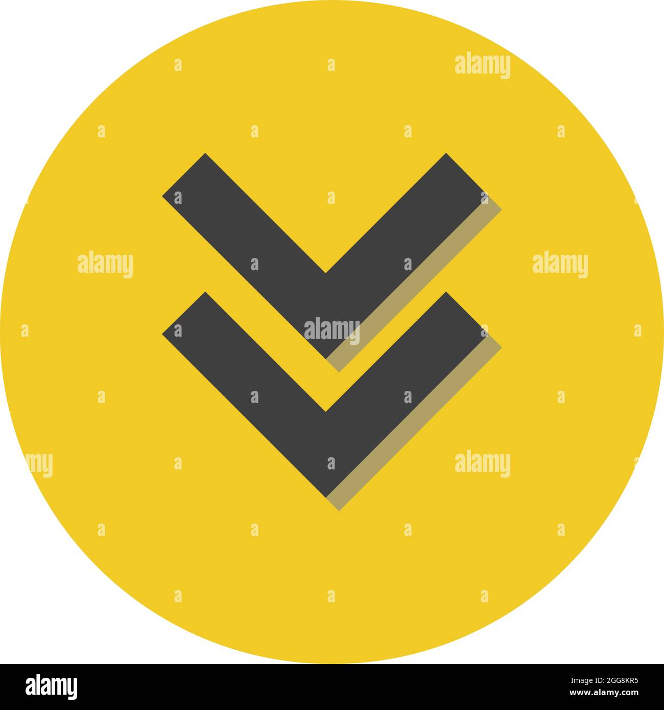 Two arrows pointing down, illustration, vector, on a white background