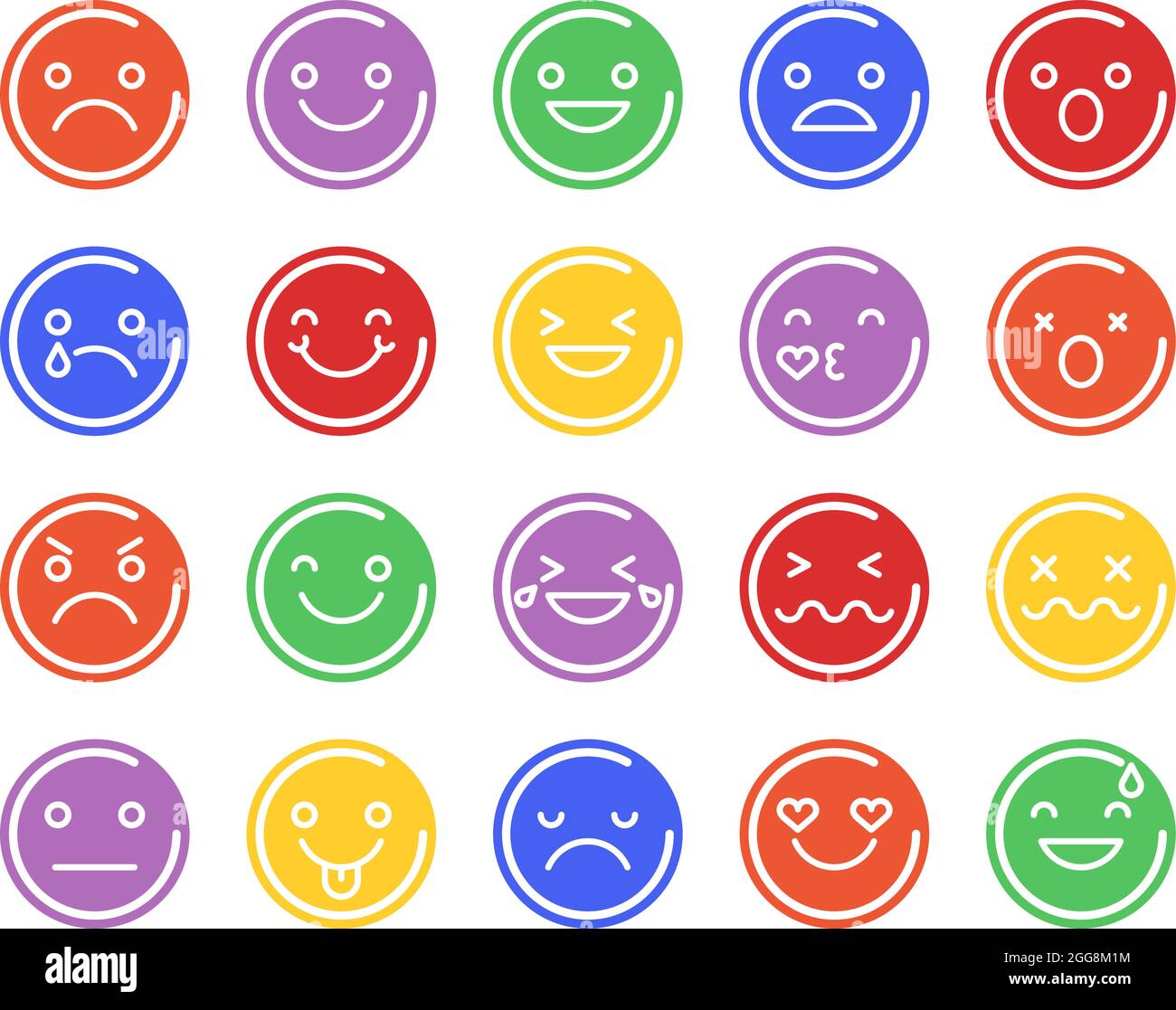 Colorful emoticons, illustration, vector, on a white background. Stock Vector