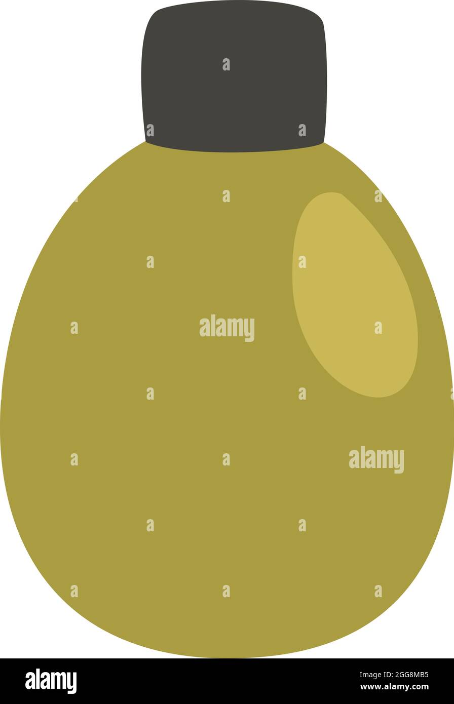 Green canteen bottle, illustration, vector, on a white background Stock