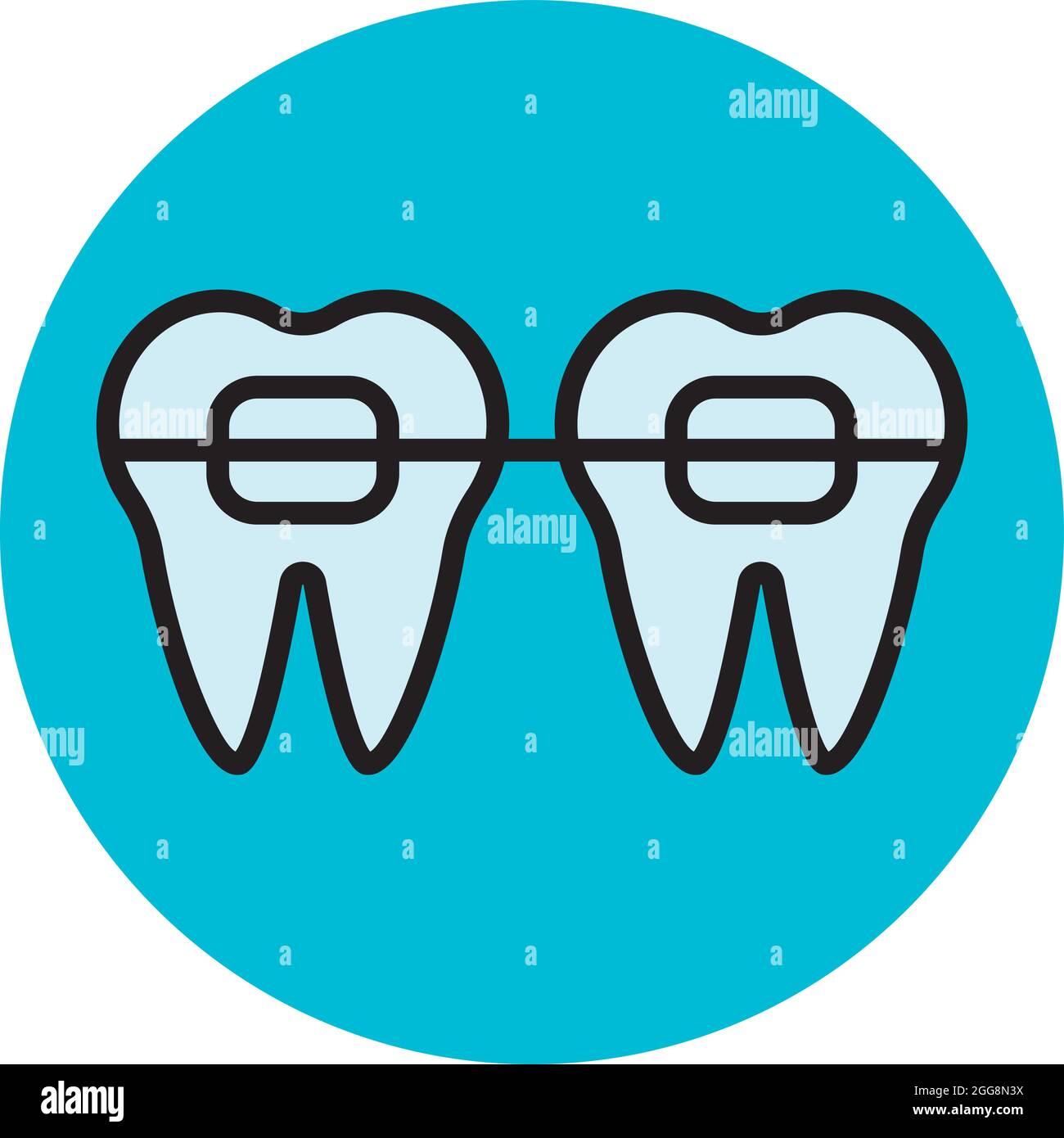 Dental brackets, illustration, vector, on a white background. Stock Vector