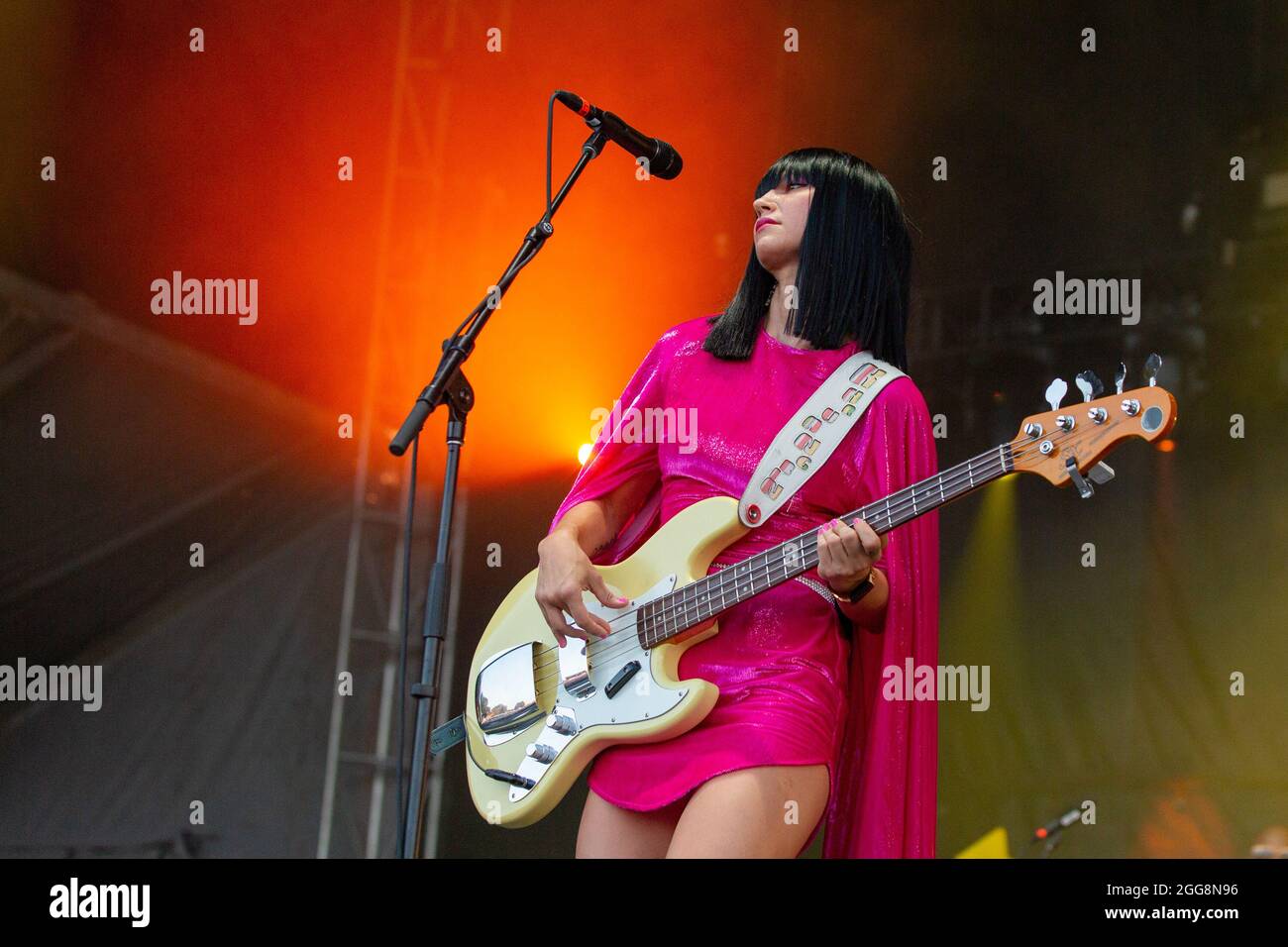 Lexington, USA. 29th Aug, 2021. Laura Lee of Khruangbin during the Railbird Music Festival at The Grounds at Keeneland on August 29, 2021, in Lexington, Kentucky (Photo by Daniel DeSlover/Sipa USA) Credit: Sipa USA/Alamy Live News Stock Photo