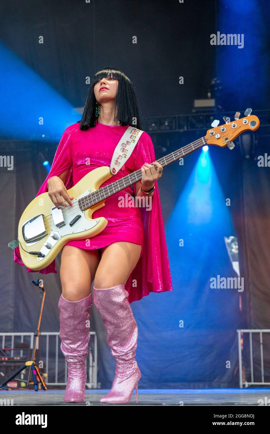 Laura Lee of Khruangbin during the Railbird Music Festival at The Grounds  at Keeneland on August 29, 2021, in Lexington, Kentucky (Photo by Daniel  DeSlover/Sipa USA Stock Photo - Alamy