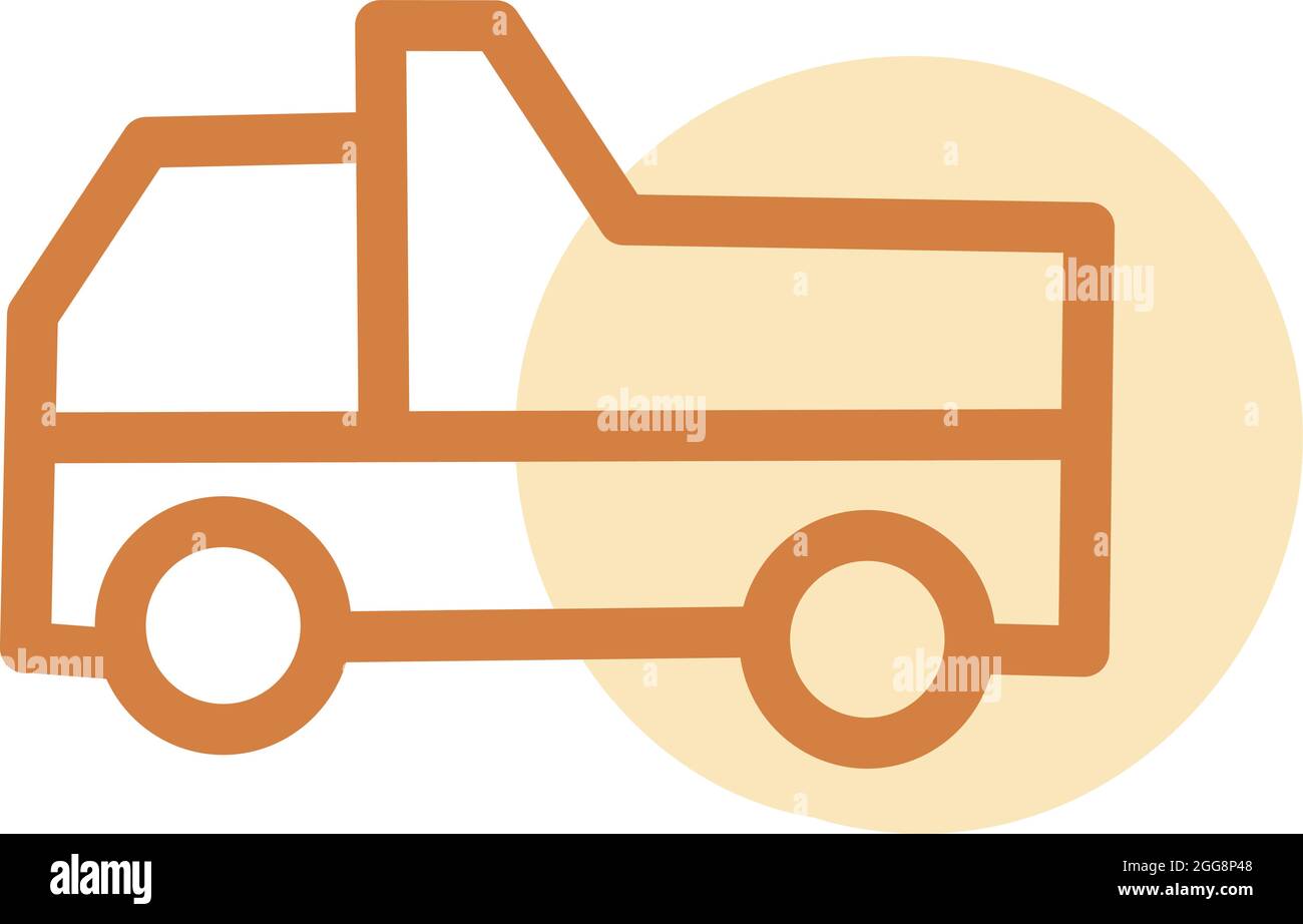 Orange garbage truck, illustration, vector, on a white background. Stock Vector