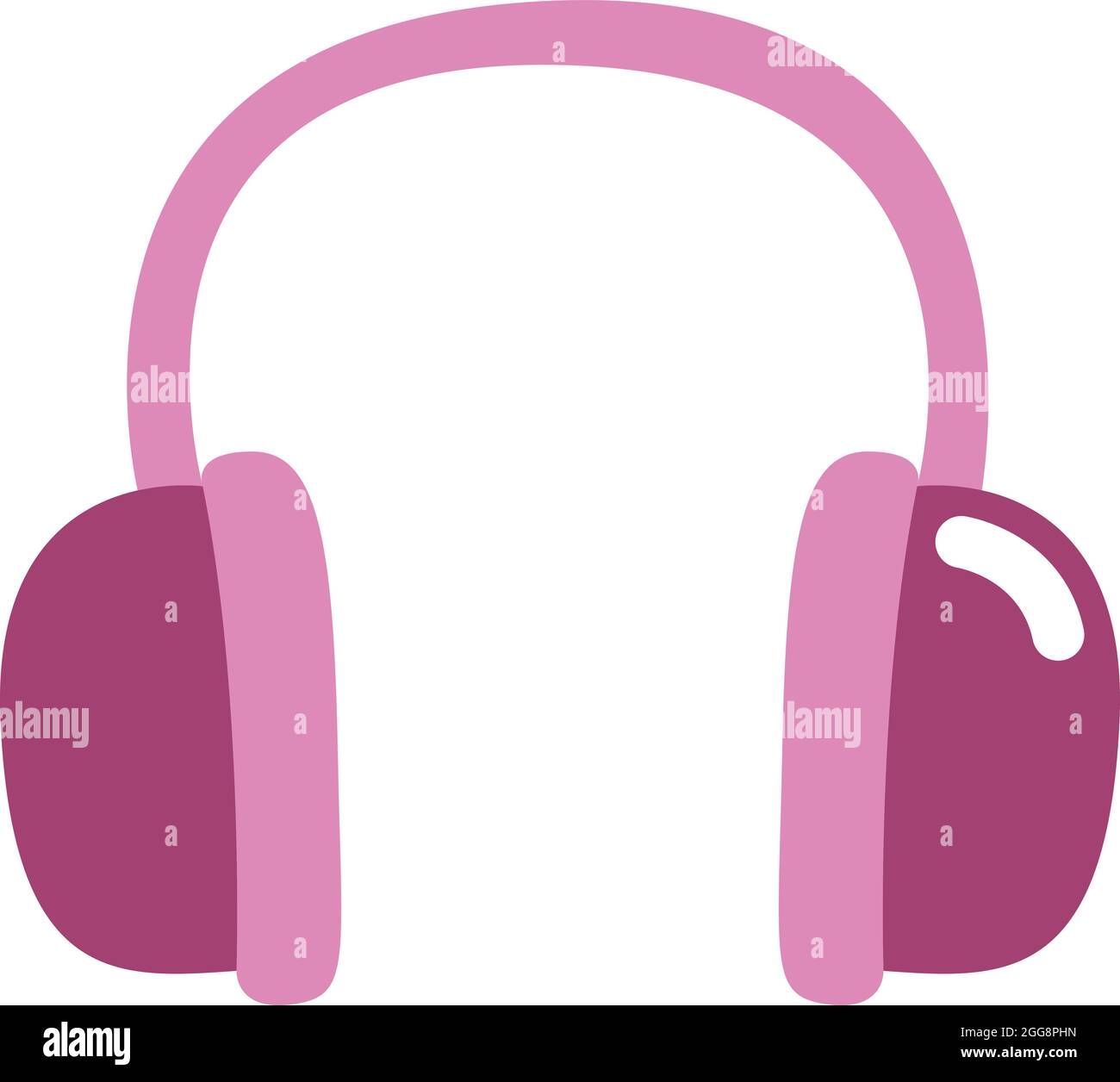 Pink headphones, illustration, vector, on a white background Stock