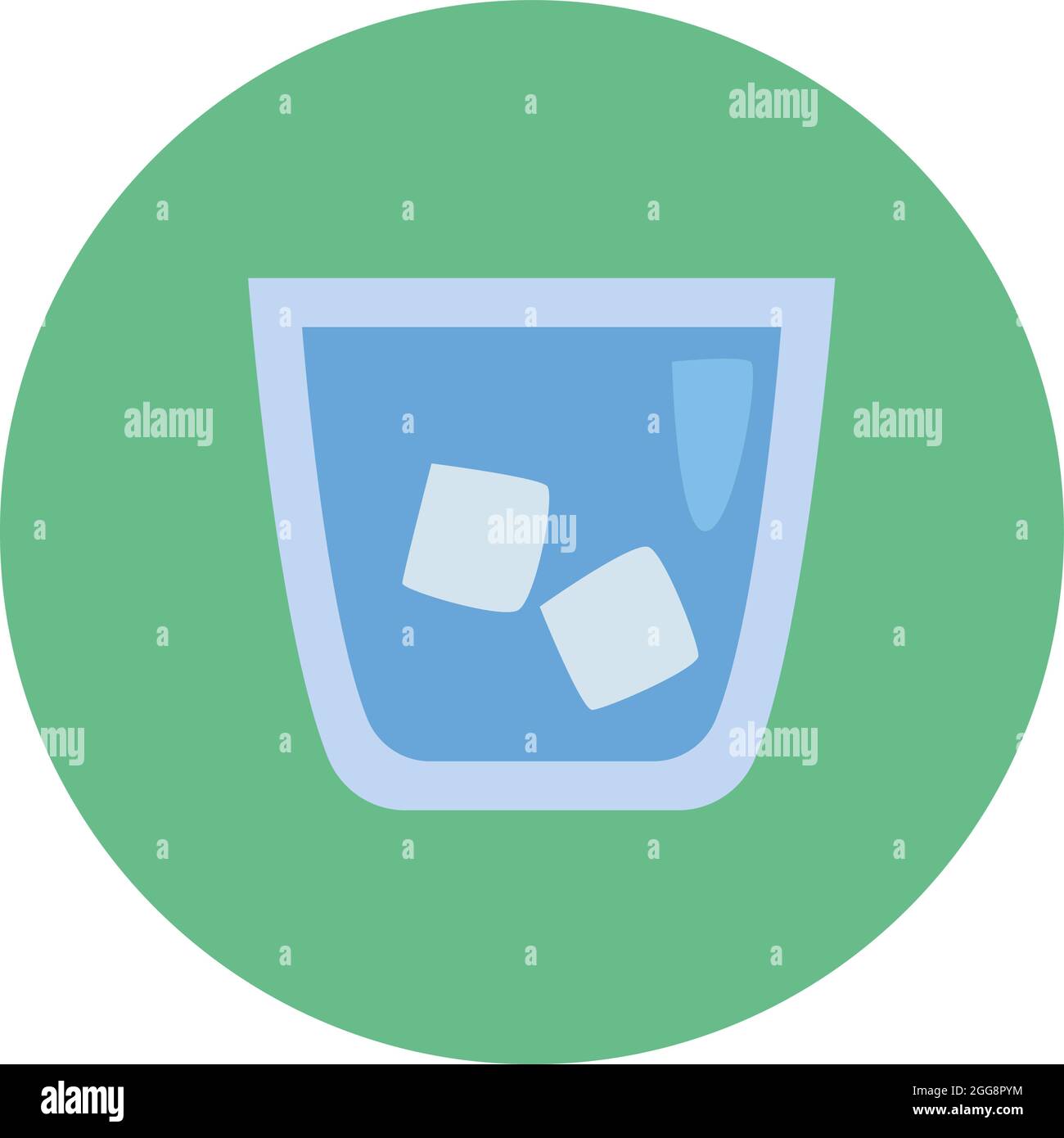 Glass of cold water with ice, illustration, vector, on a white ...