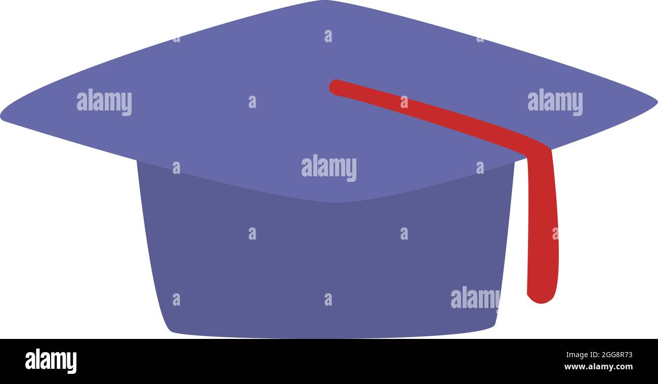 Purple graduation hat, illustration, vector, on a white background