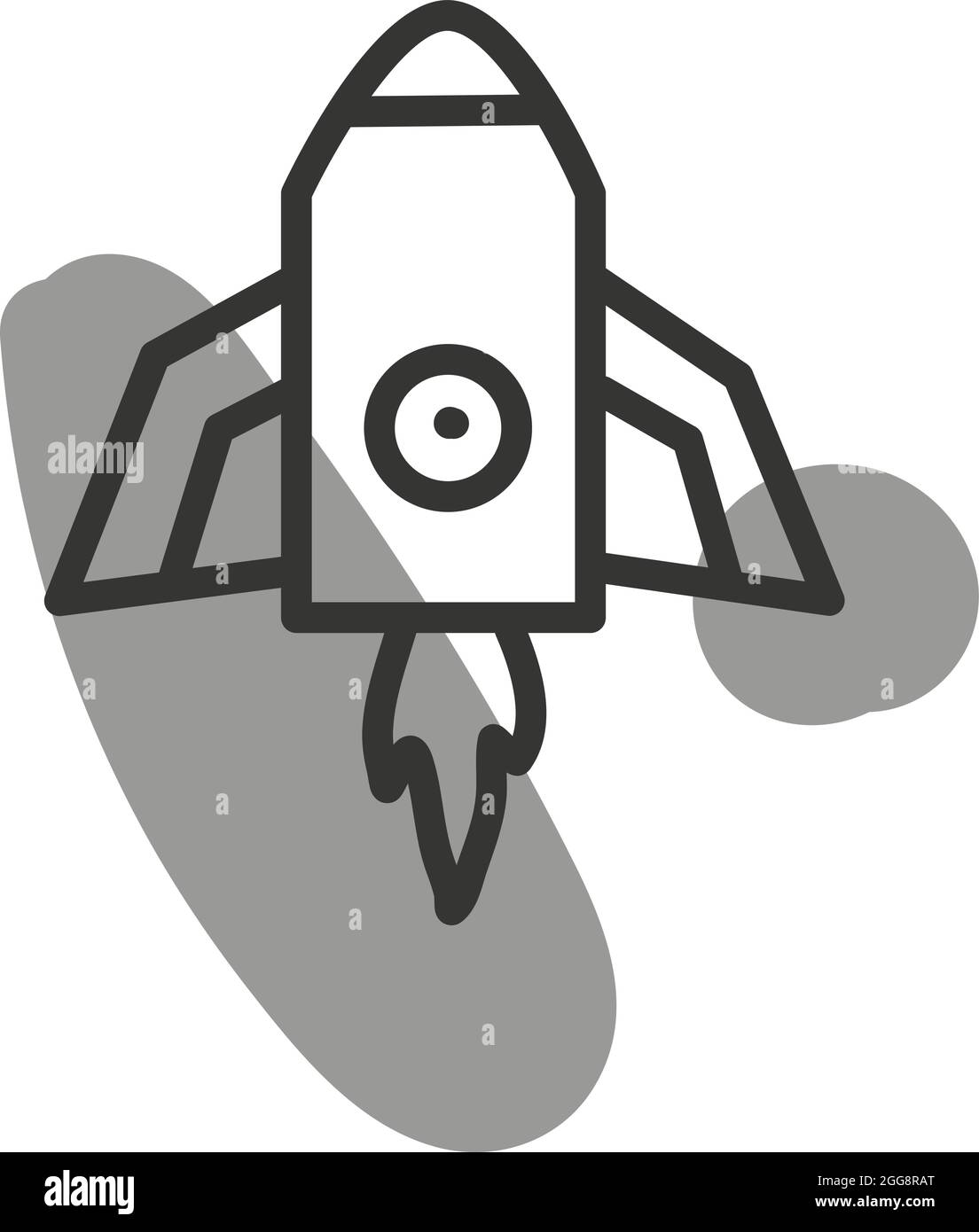 Grey space ship, illustration, vector, on a white background. Stock Vector