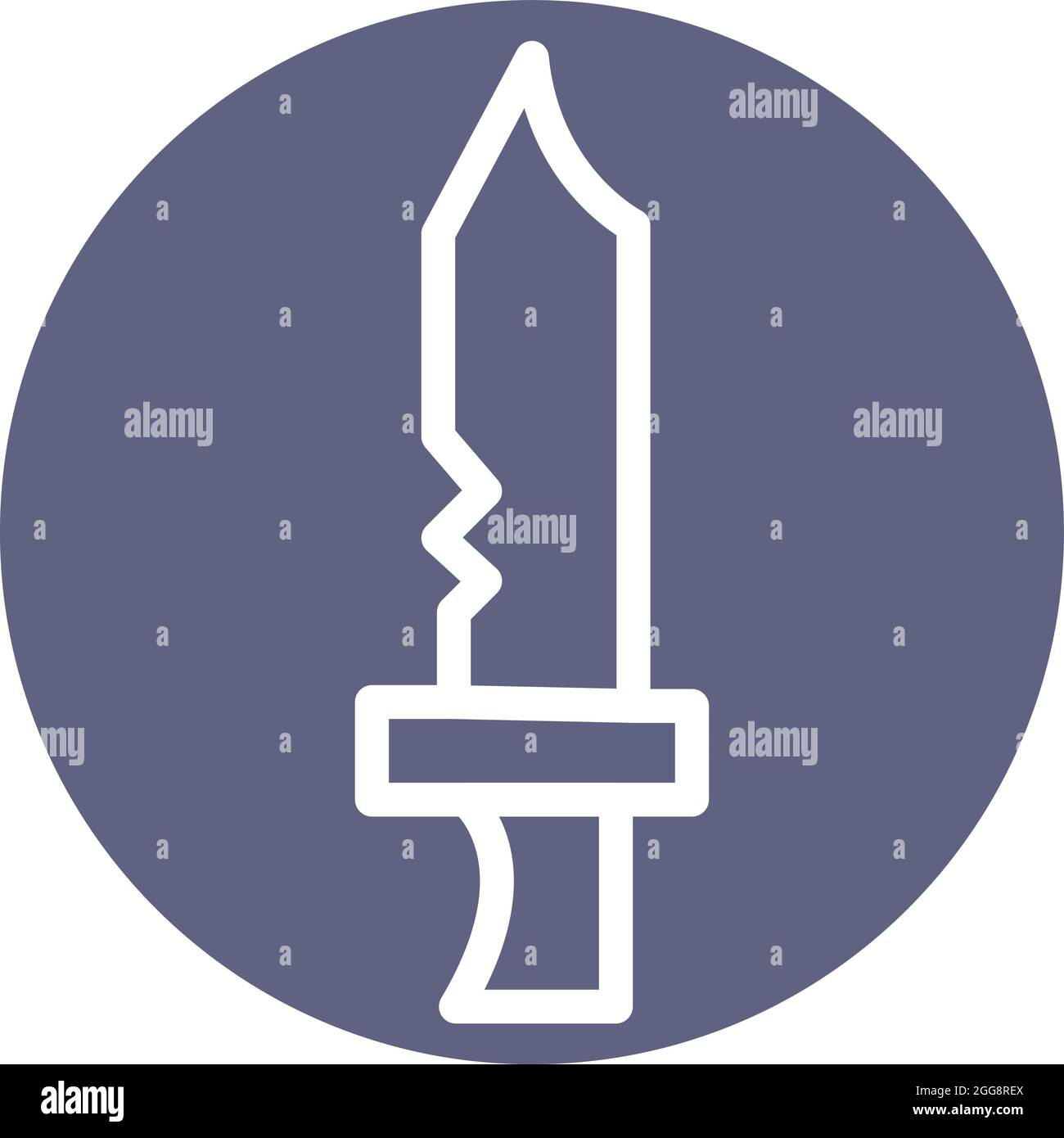 Old big knife, illustration, vector, on a white background. Stock Vector
