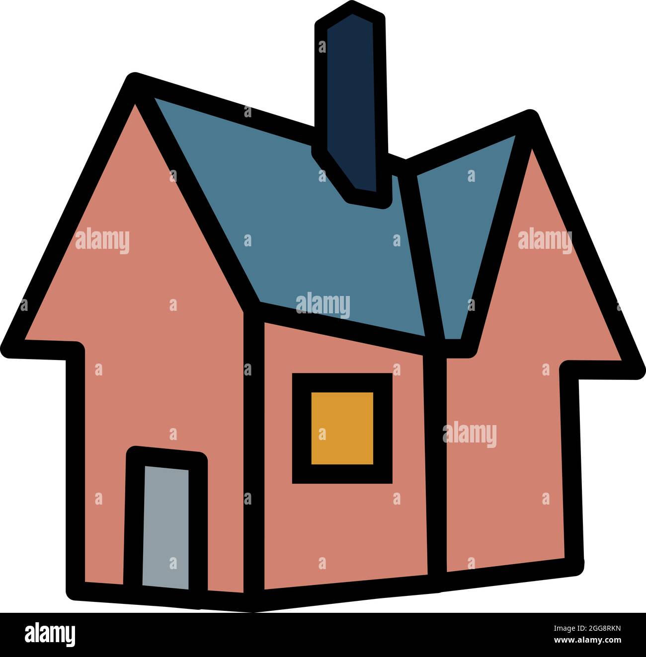 Rear view of a house, illustration, vector, on a white background Stock
