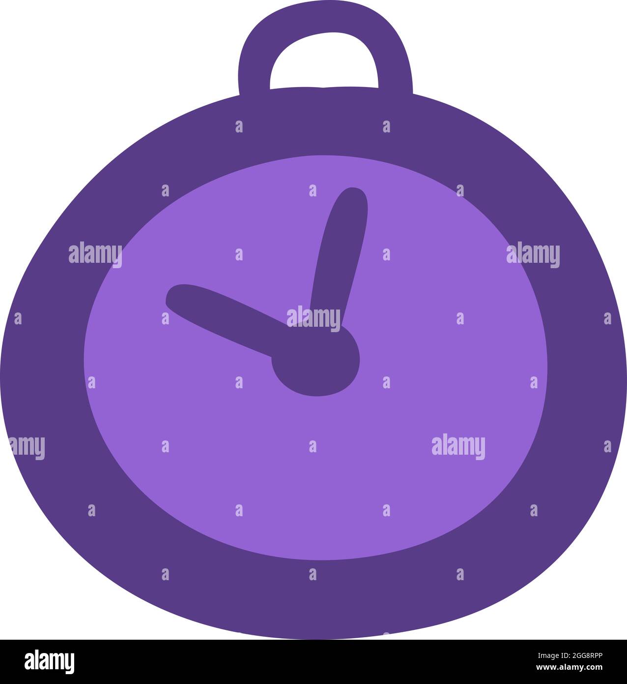 Purple hotel clock, illustration, vector, on a white background. Stock Vector