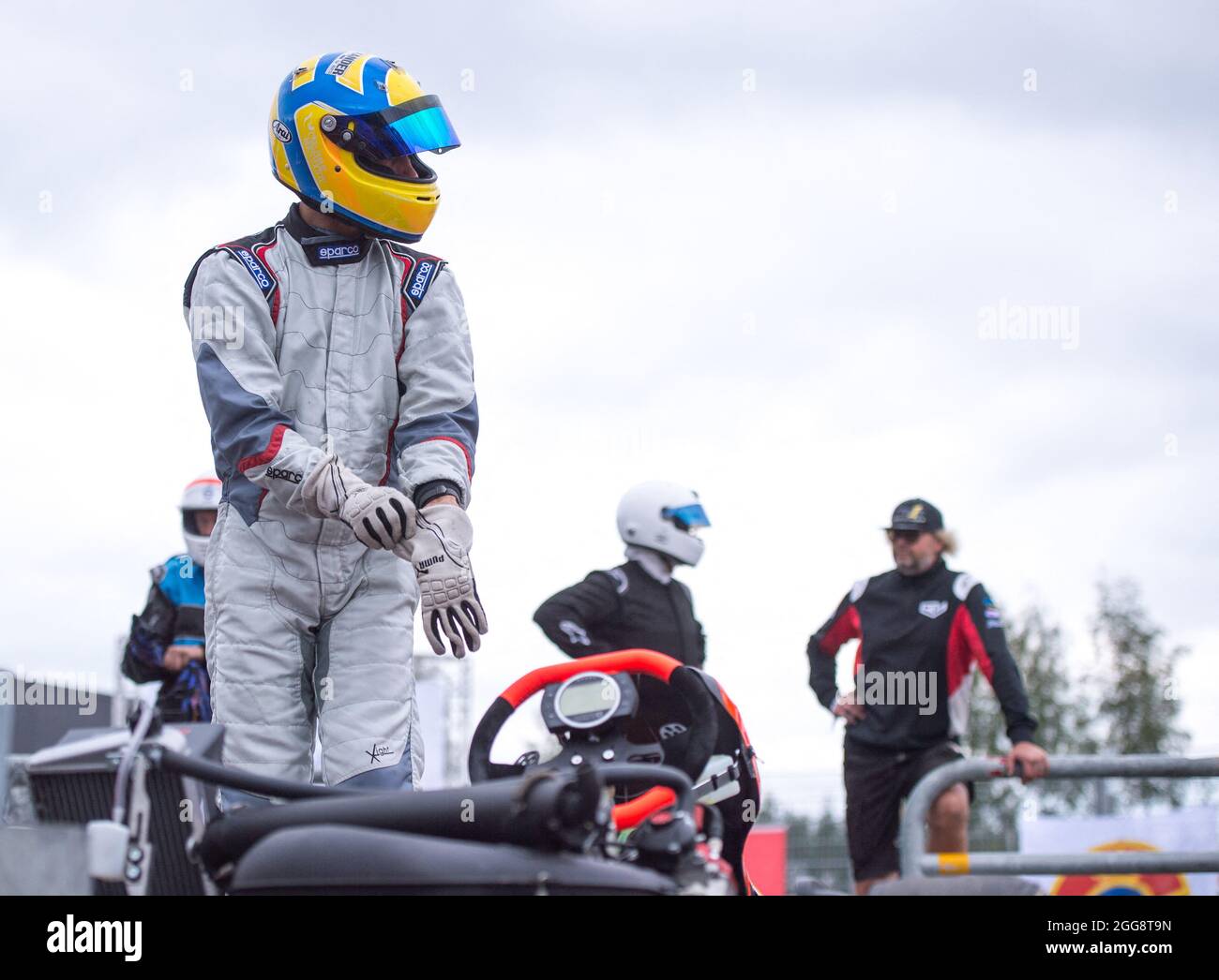 Prince Carl Philip of Sweden (13) races in the Rotax Max DD2 class during the Prince Carl Philip Racing Trophy at GTR Motorpark on August 28, 2021 in Eskilstuna, Sweden. Photo by Sigge Klemetz/Stella Pictures/ABACAPRESS.COM Stock Photo