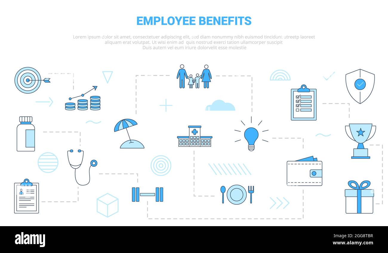 employee benefits concept with icon set template banner with modern