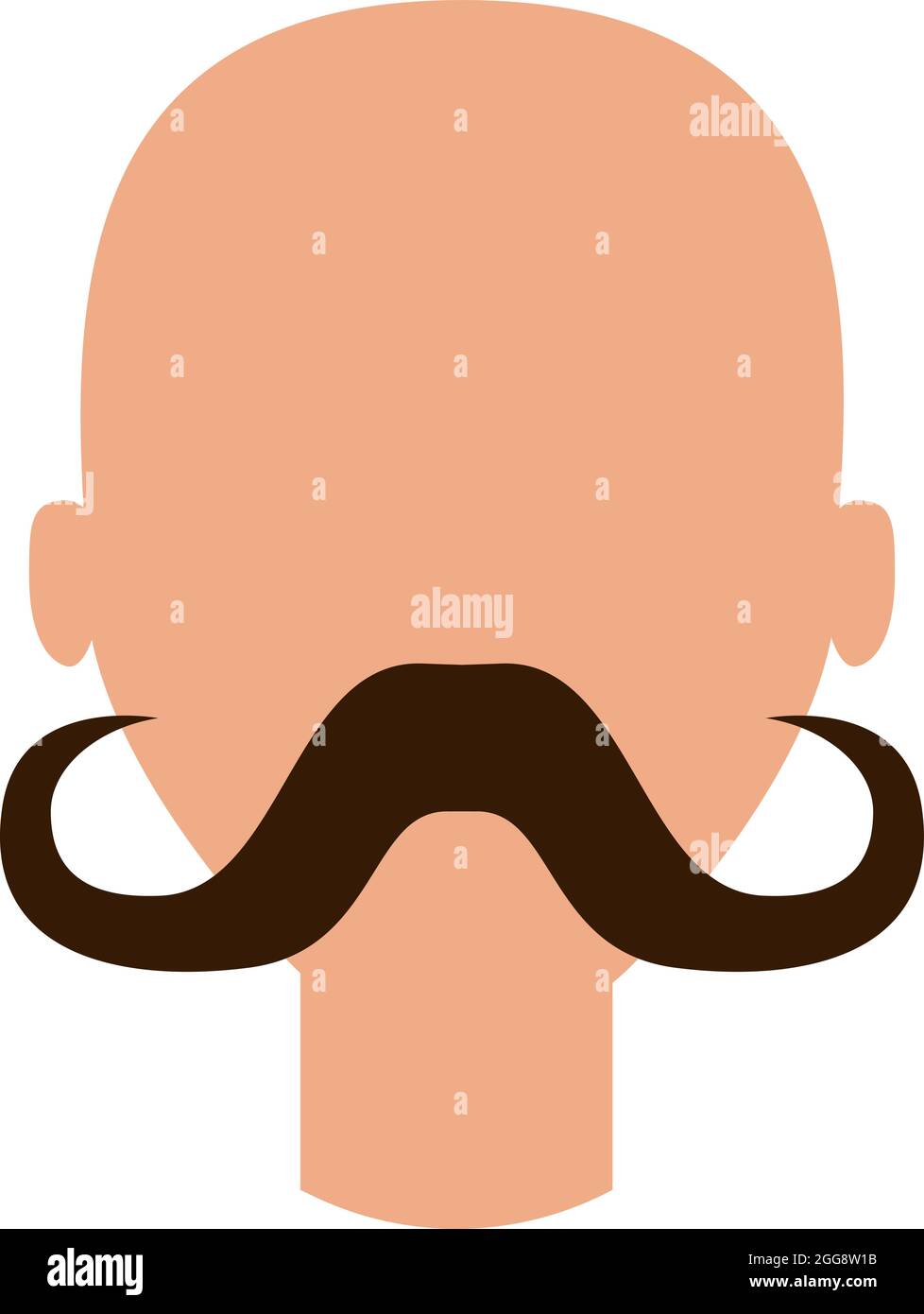 Man with curly mustaches, illustration, vector, on a white background. Stock Vector