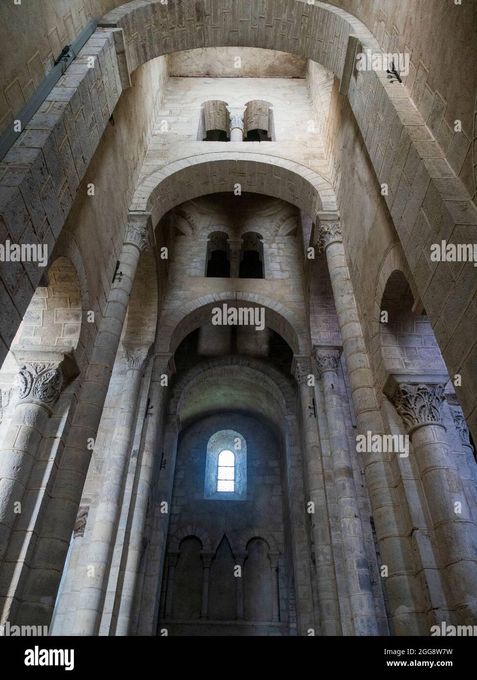 Triplet of the transept, church, Ennezat, Puy-de-Dôme, Auvergne-Rhône-Alpes, France. Stock Photo