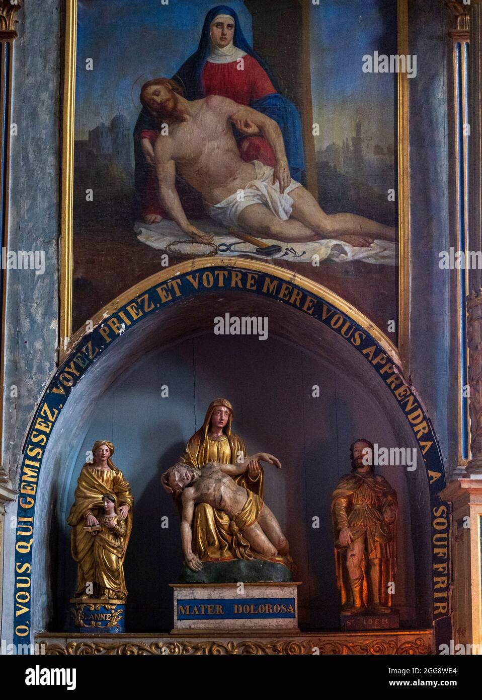 Pieta, church, Ennezat, Puy-de-Dôme, Auvergne-Rhône-Alpes, France. Stock Photo