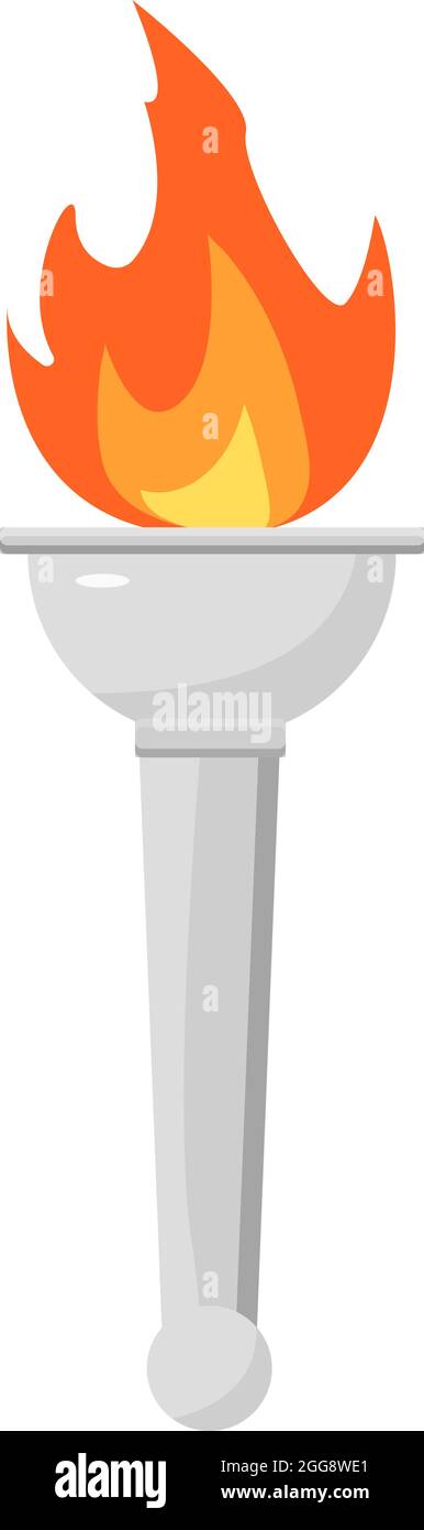 Burning torch, illustration, vector on white background. Stock Vector