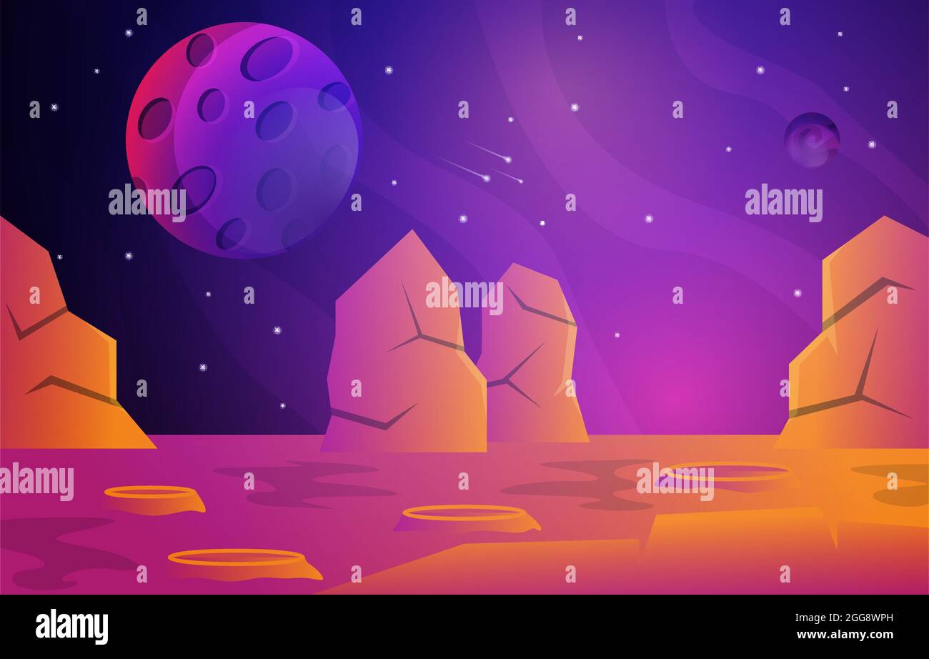 Rock Stone Planet Star Sky Space Universe Exploration Illustration Stock Vector