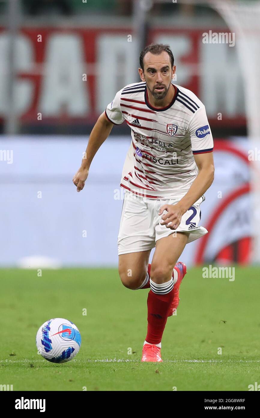 Milan, Italy, 29th August 2021. Diego Godin of Cagliari during the Serie A match at Giuseppe Meazza, Milan. Picture credit should read: Jonathan Moscrop / Sportimage Stock Photo