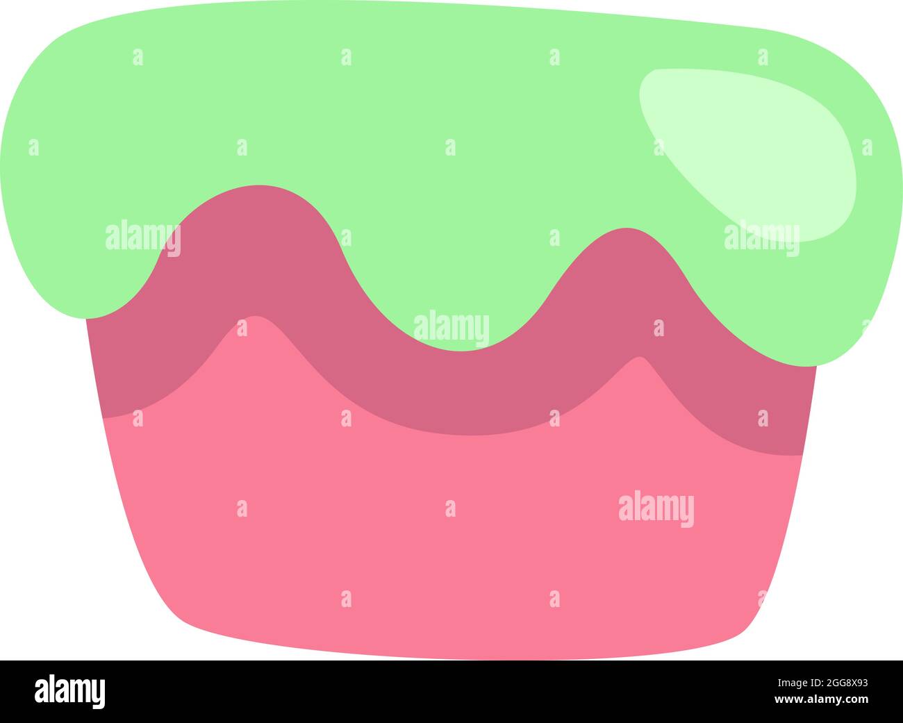 Green cupcake, illustration, vector, on a white background. Stock Vector