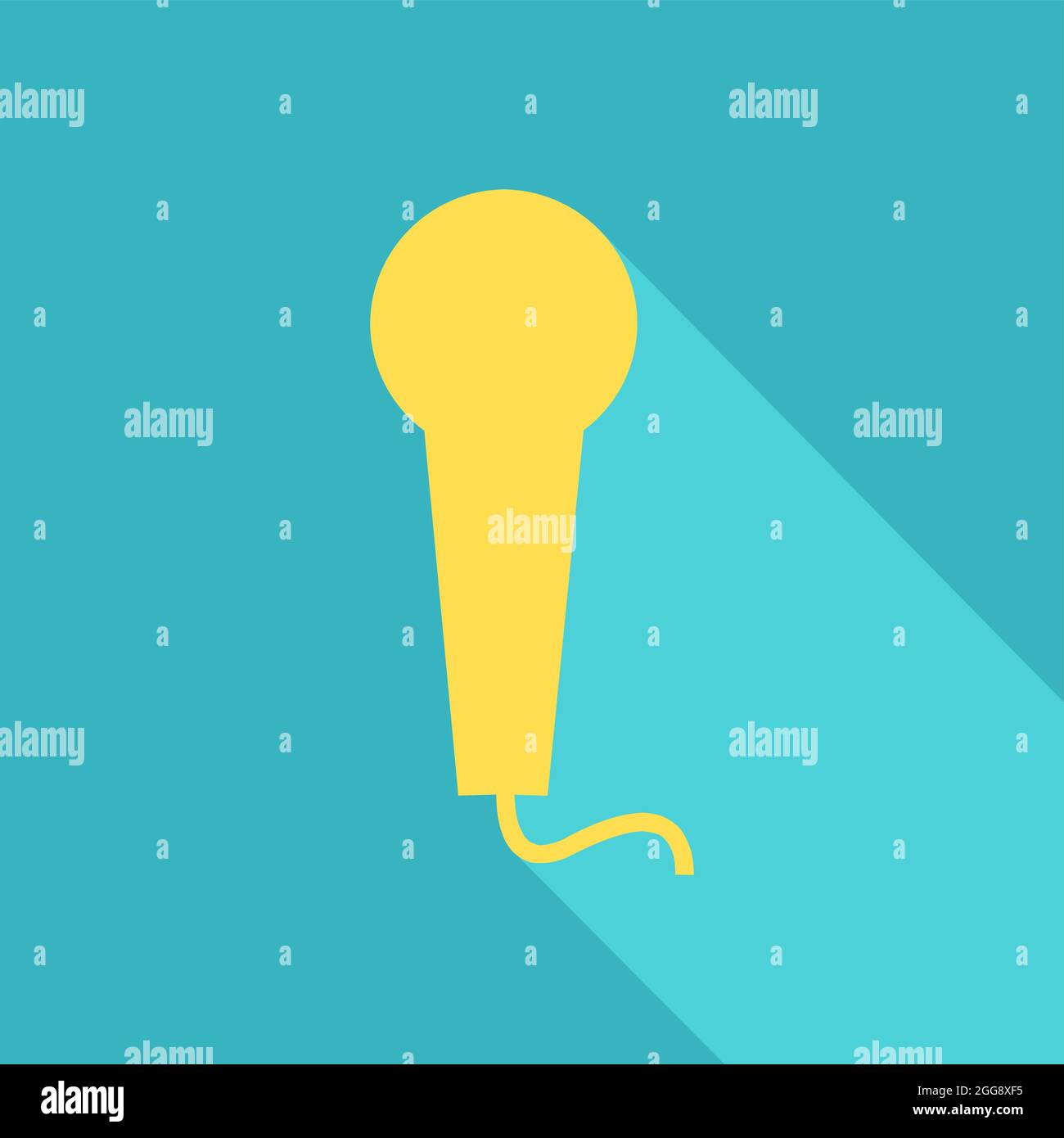 Yellow microphone, illustration, vector, on a white background. Stock Vector