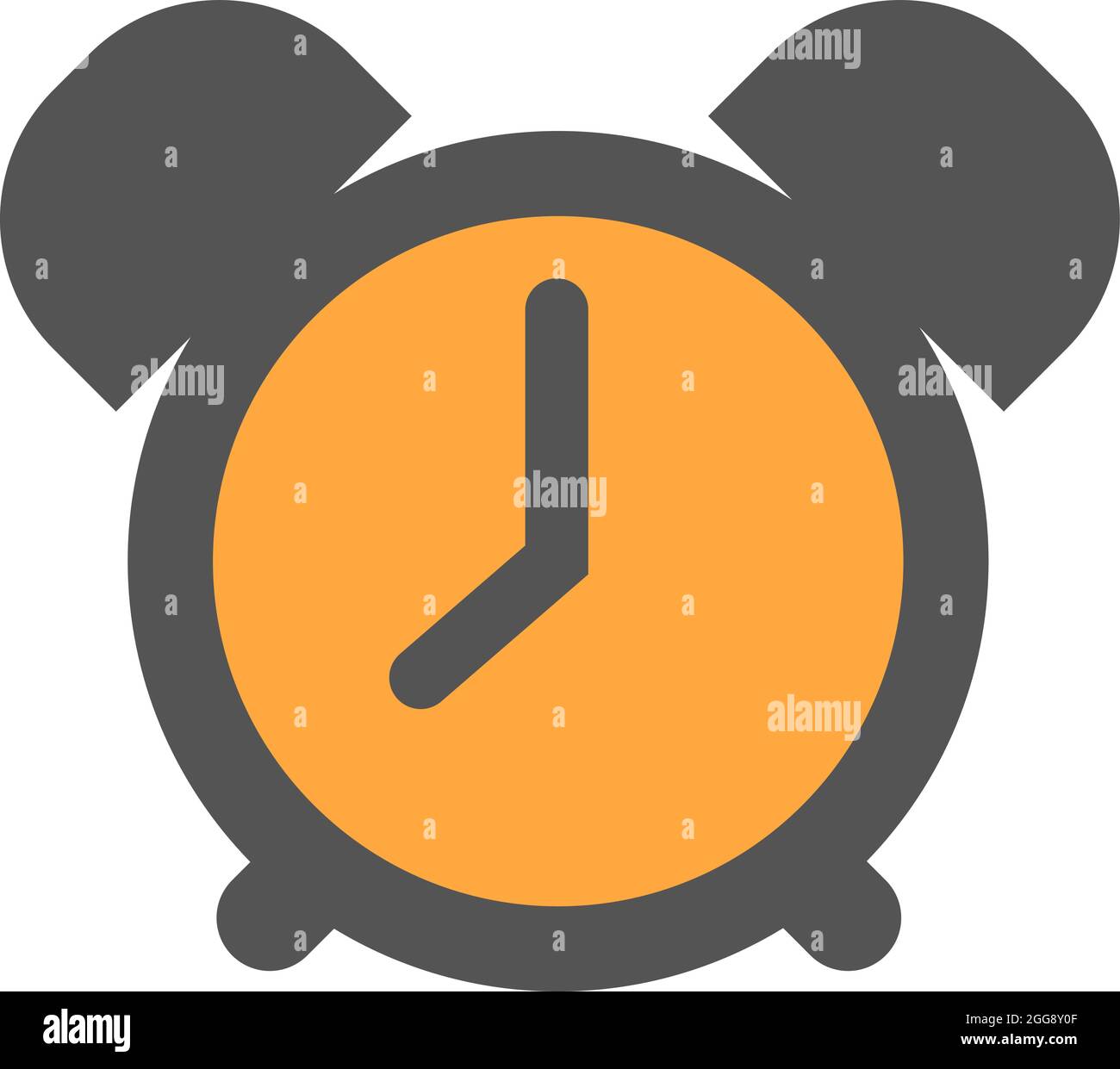 Grey alarm clock, illustration, vector, on a white background. Stock Vector