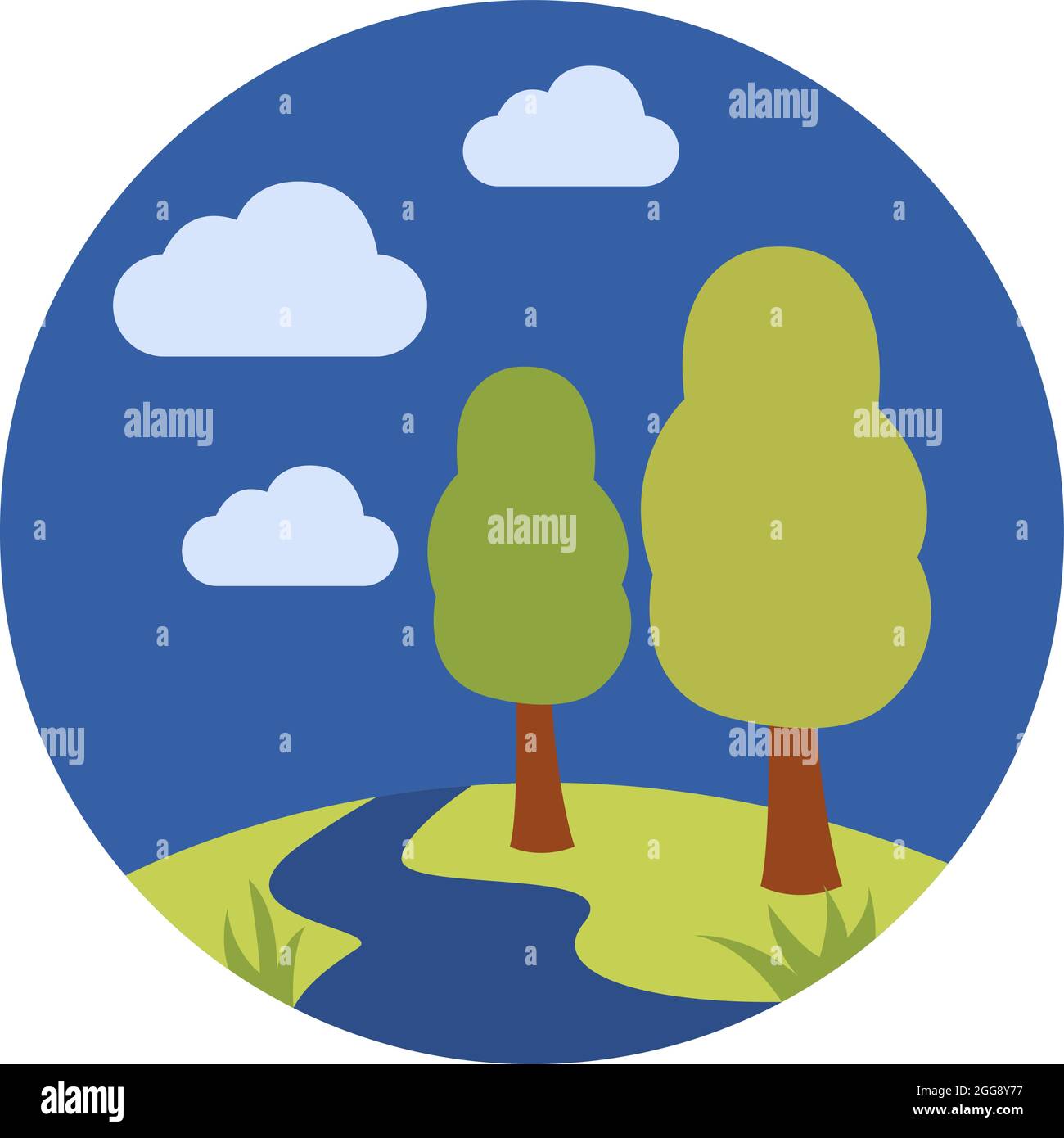 Tree and river, illustration, vector, on a white background Stock ...