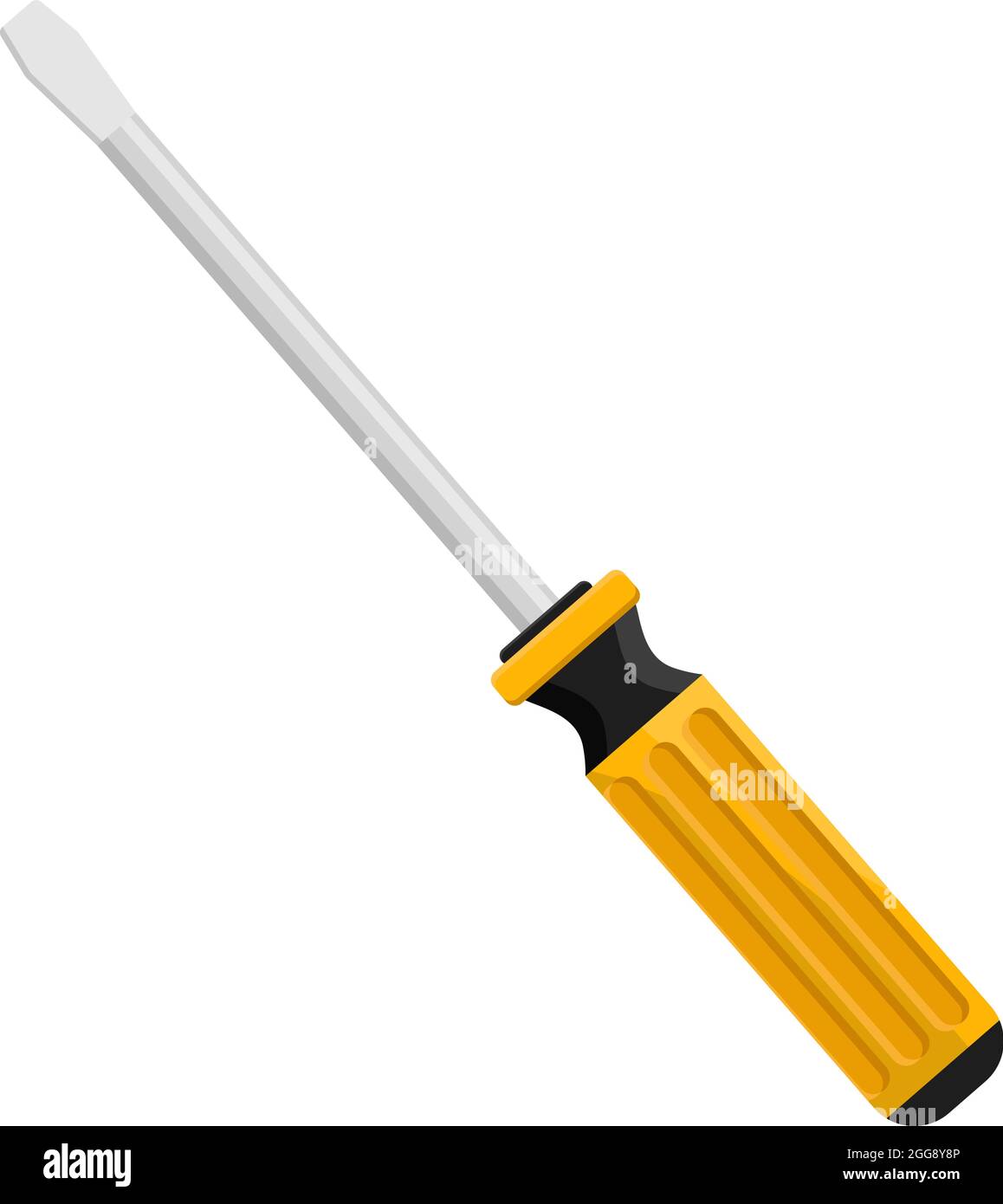 Yellow Screwdriver, illustration, vector on white background. Stock Vector