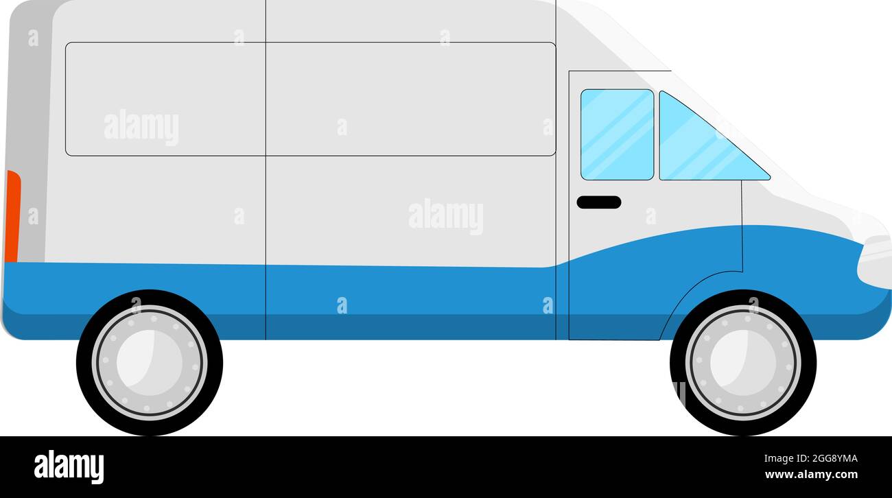White Van, illustration, vector on white background Stock Vector Image