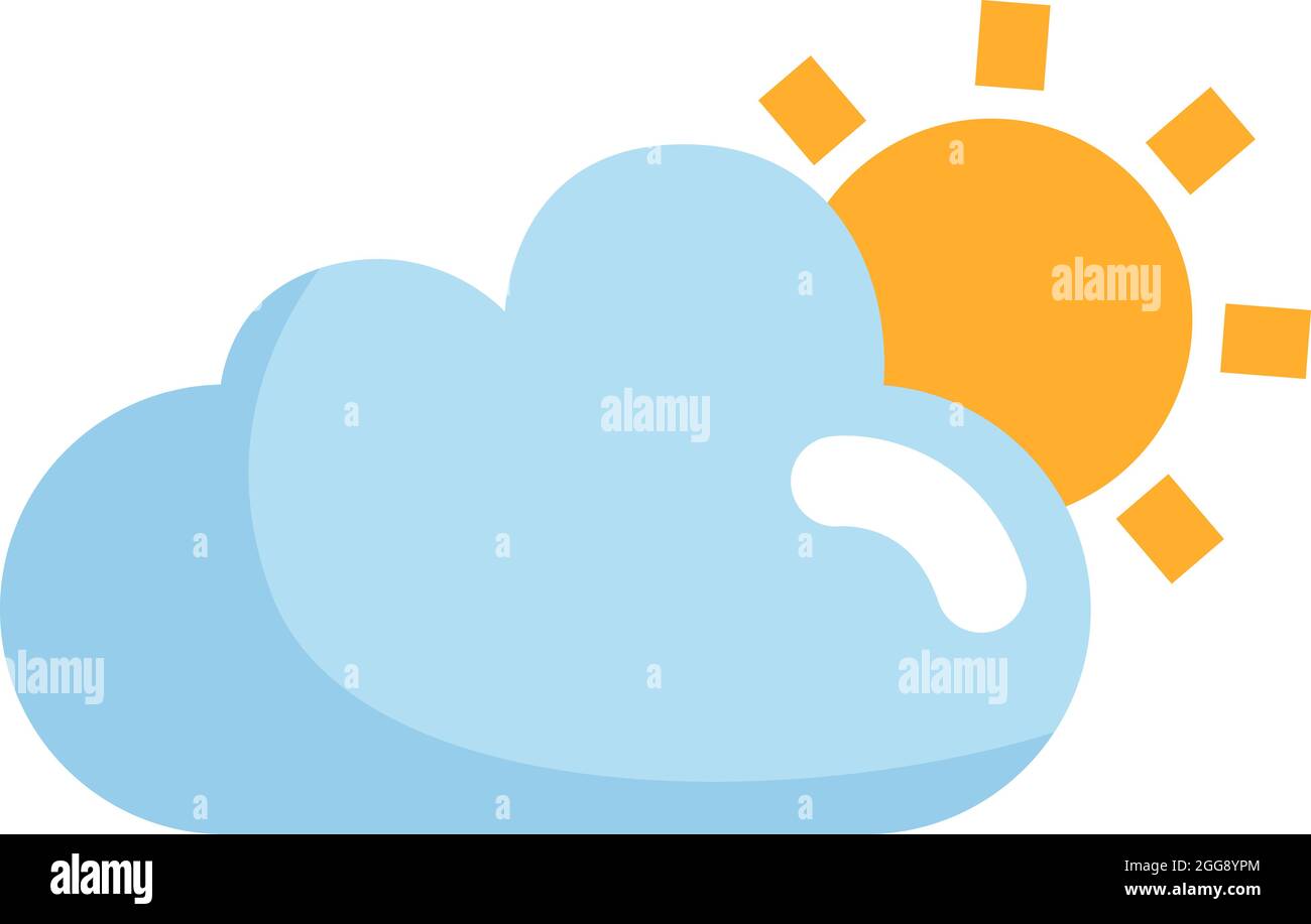 Sun behind clouds, illustration, vector, on a white background. Stock Vector