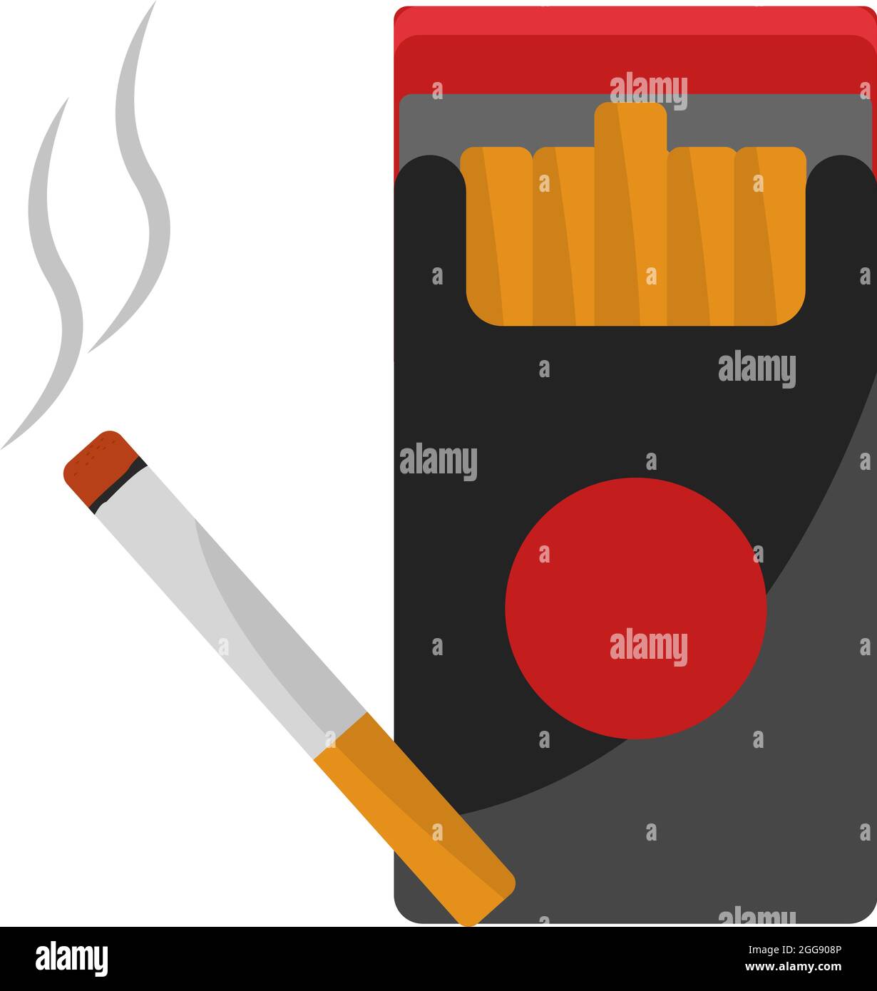 Pack of cigarettes, illustration, vector on white background. Stock Vector