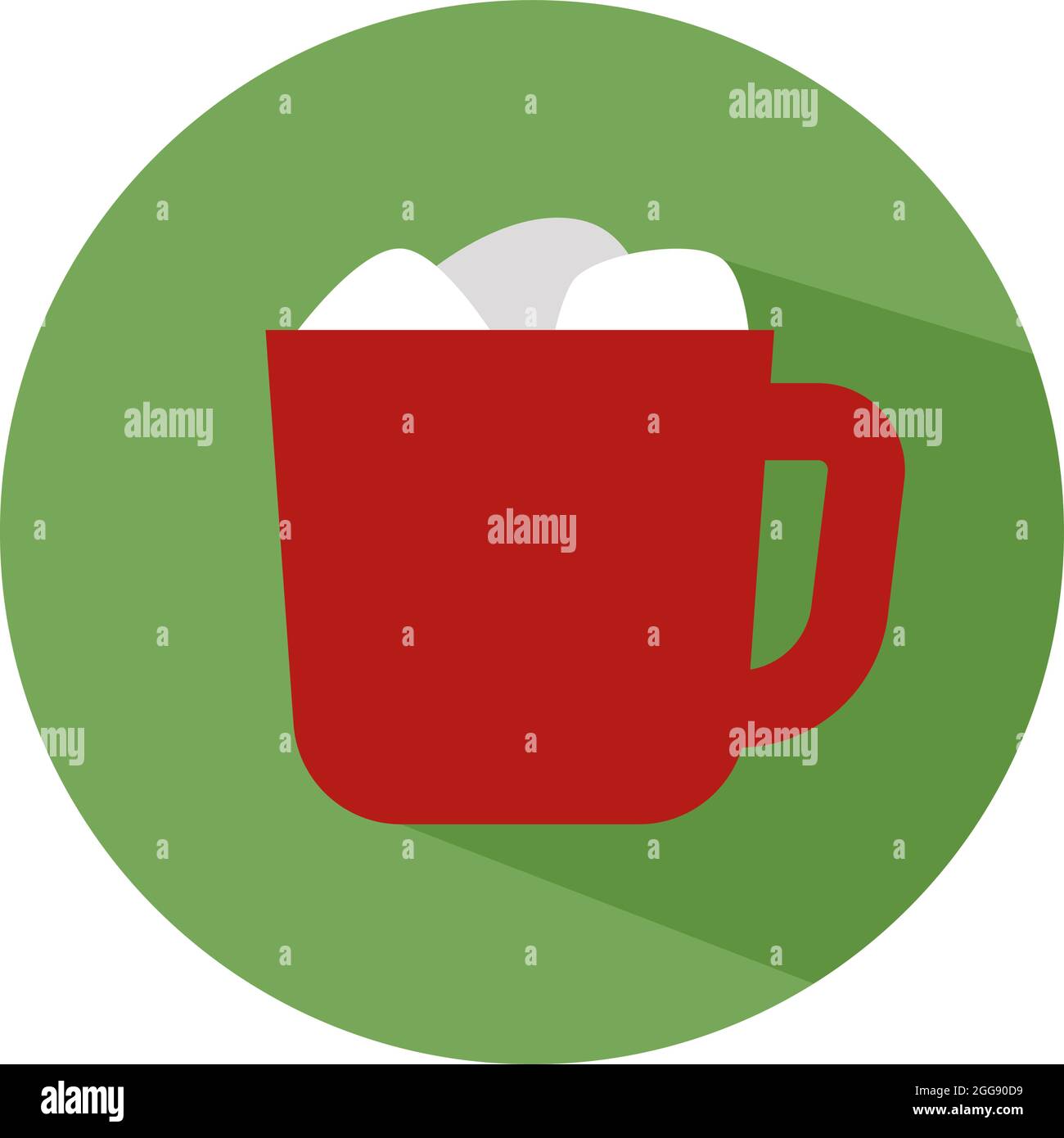 Hot chocolate in red mug, illustration, vector, on a white background. Stock Vector