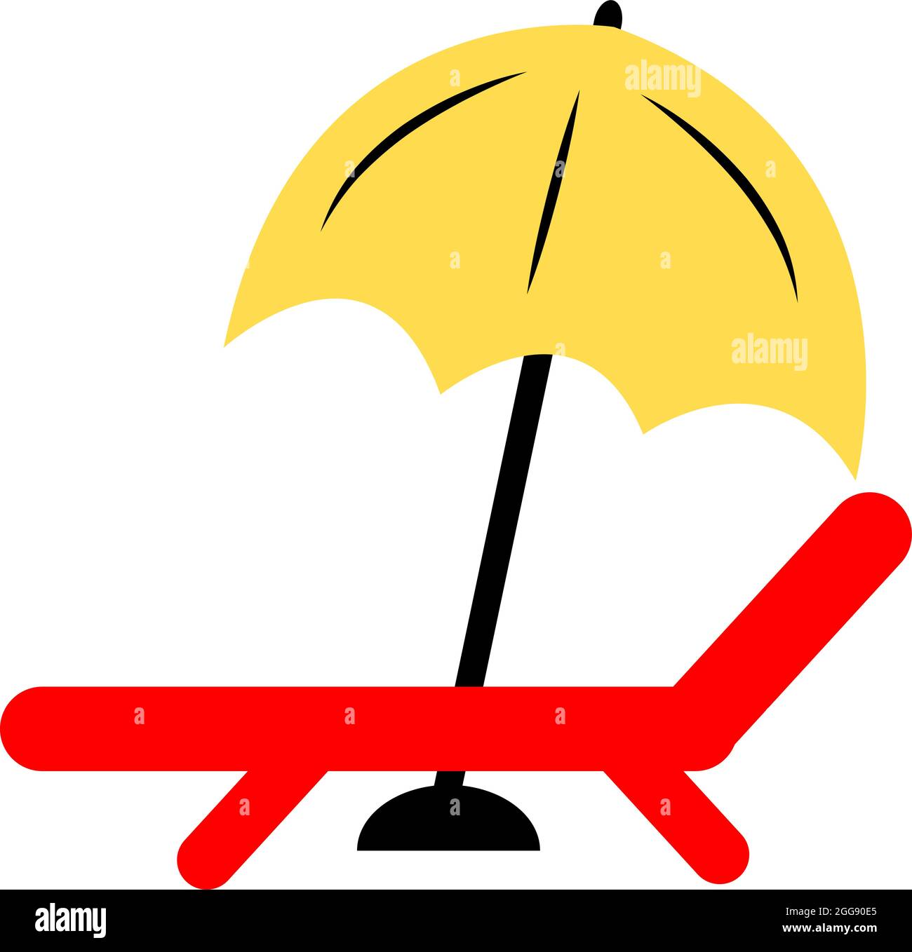 Seat under umbrella, illustration, vector, on a white background. Stock Vector