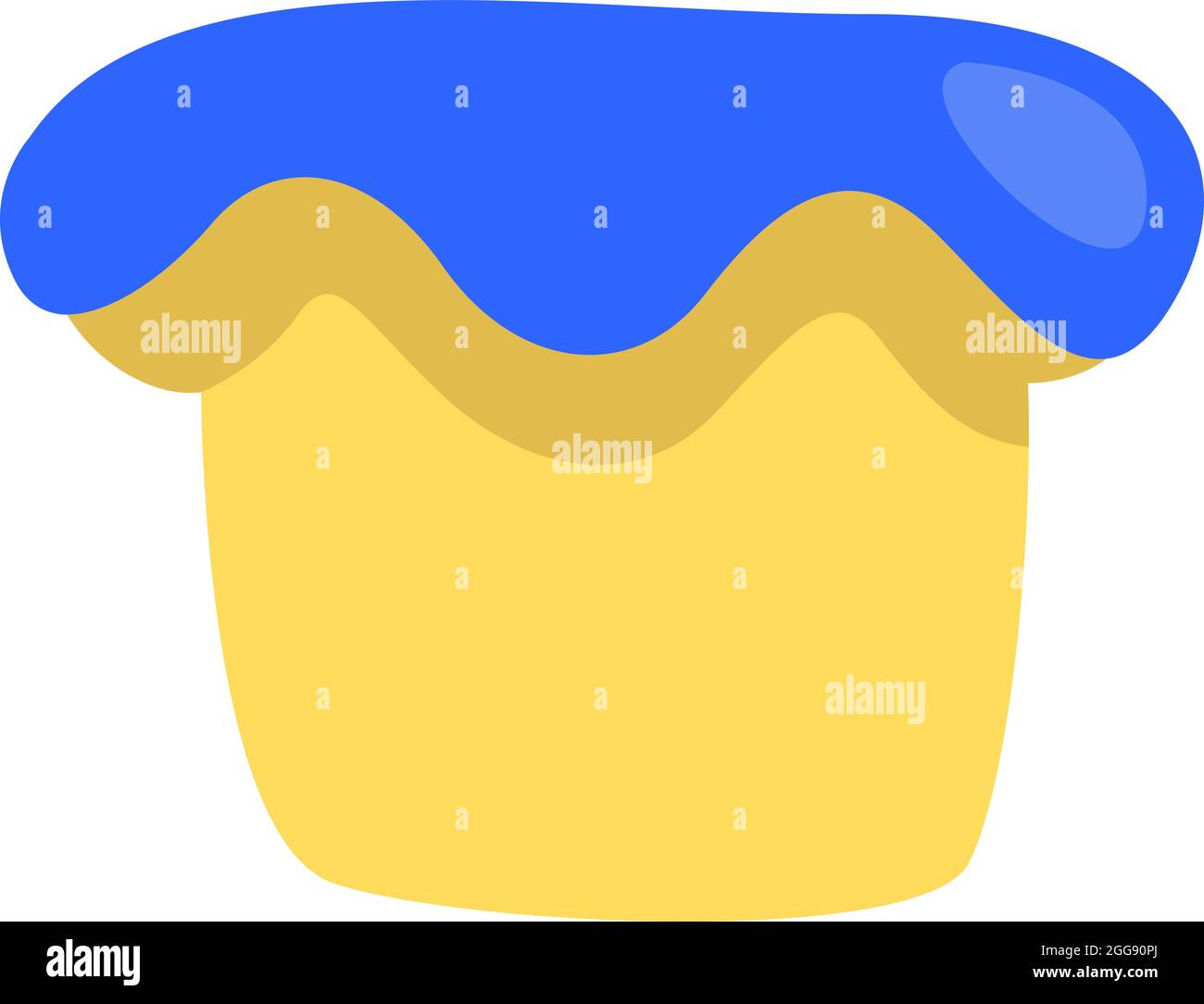 Sweet blue cupcake, illustration, vector, on a white background. Stock Vector