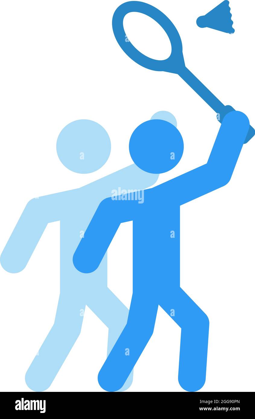 People playing badminton, illustration, vector, on a white background. Stock Vector