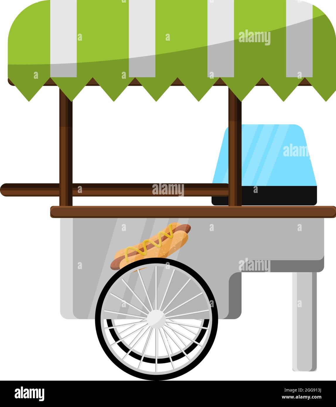 Food cart, illustration, vector on white background. Stock Vector